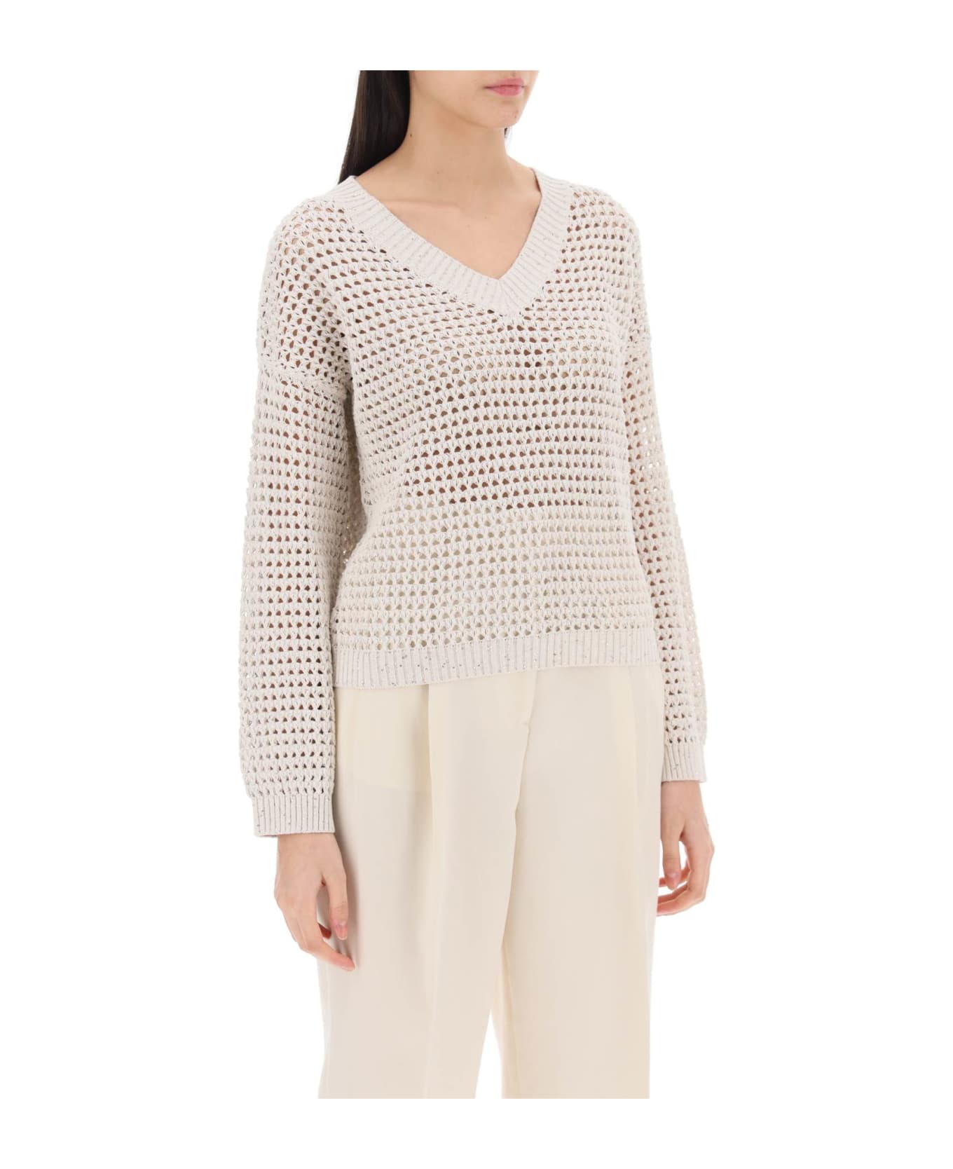 Brunello Cucinelli Dazzling Net Cotton Sweater - AVENA