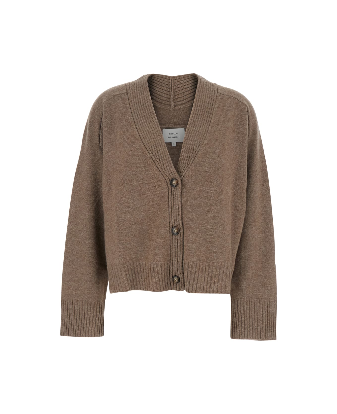 Loulou Studio 
kaia
 Brown Cardigan With V Neck In Cashmere Woman - NUDE