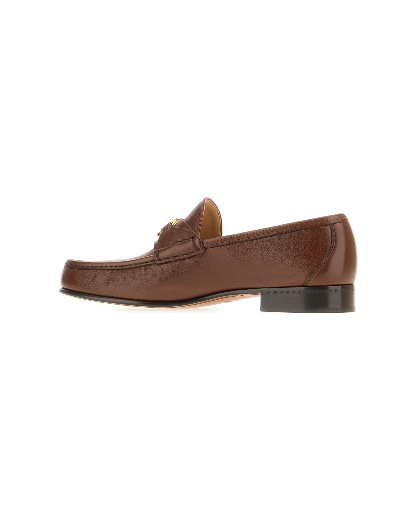Valentino Garavani Chocolate Leather Loafers - BARK BROWN