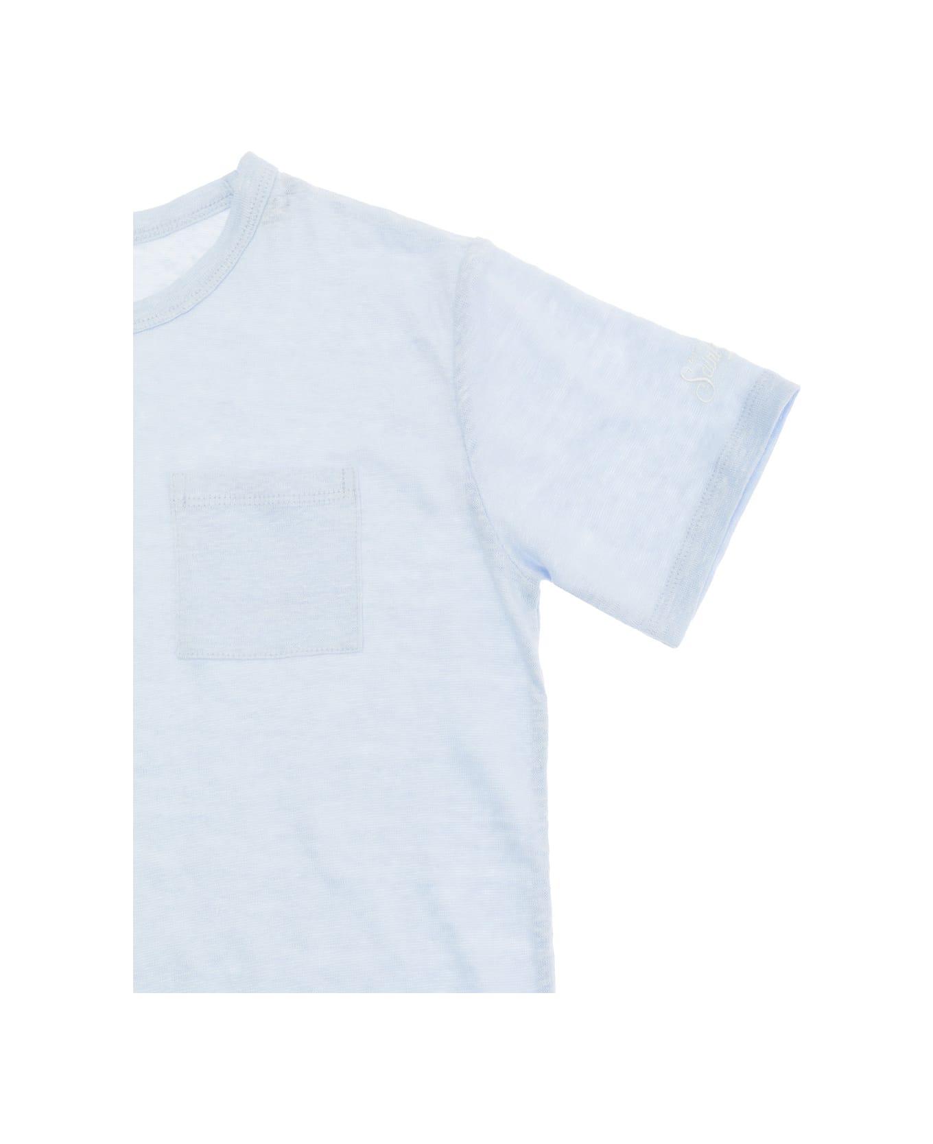 MC2 Saint Barth 'alex' Light Blue T-shirt With A Patch Pocket In Jersey Baby - Light blue