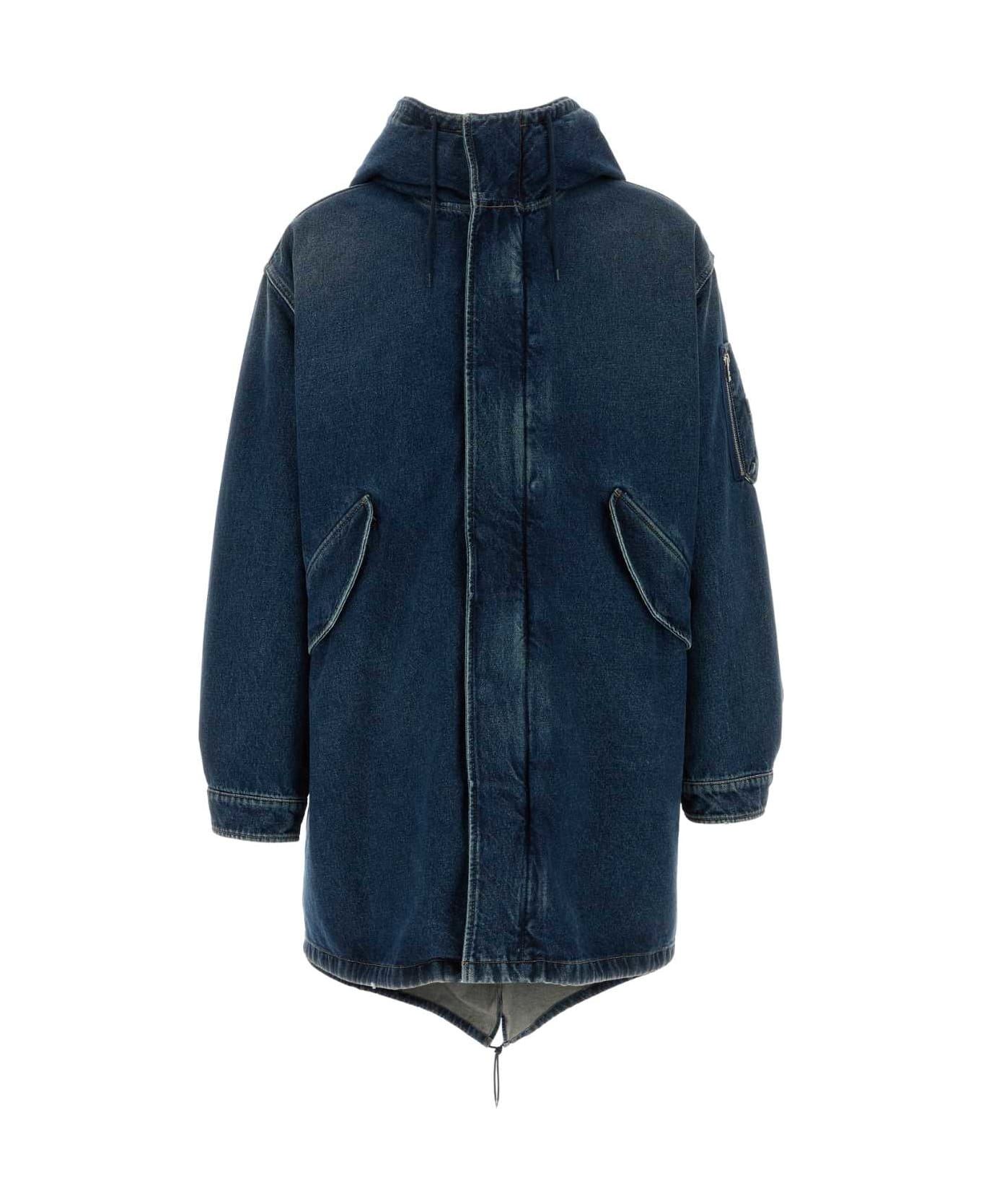 Prada Denim Padded Coat - BLEU