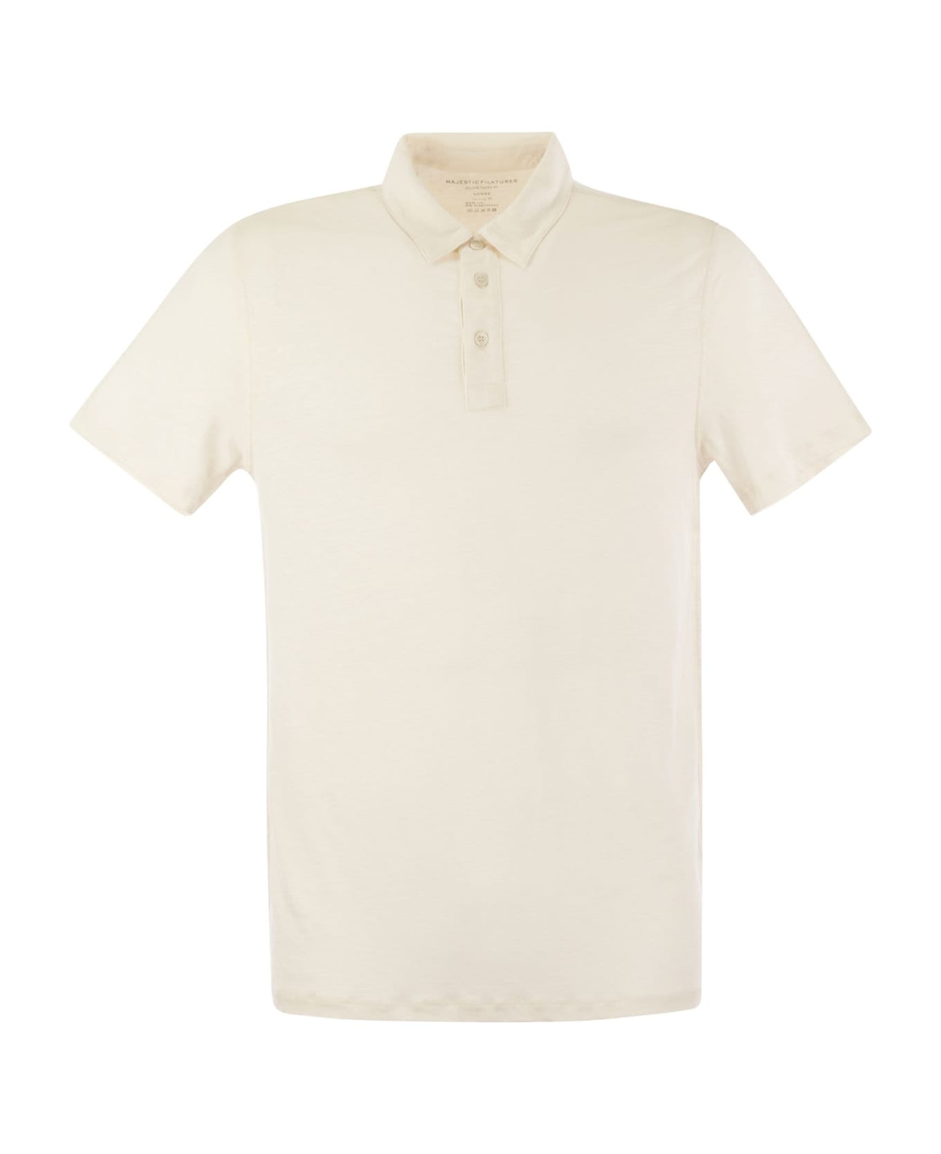 Majestic Filatures Linen Short-sleeved Polo Shirt - Cream
