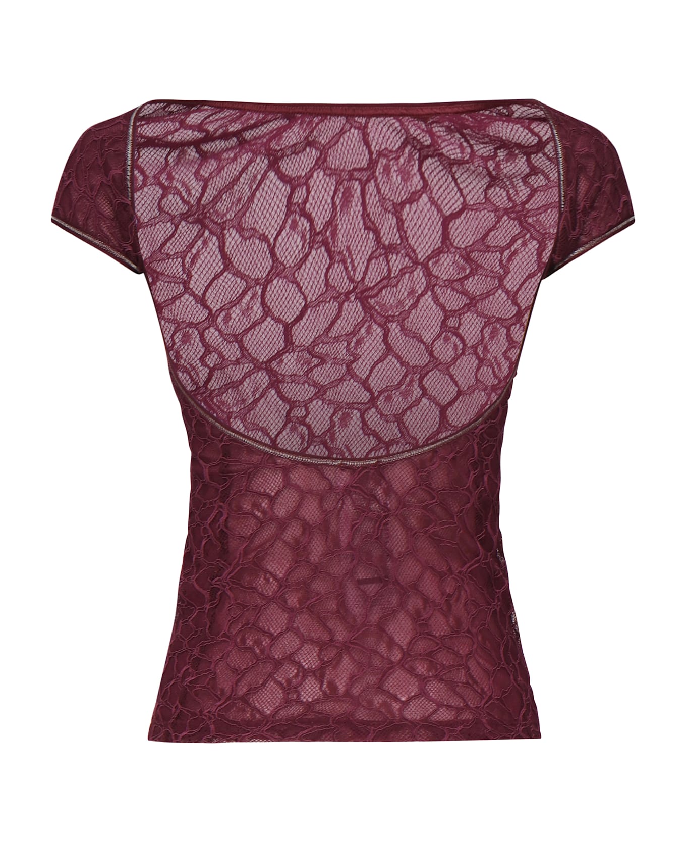 Pinko Lace Fitted Top - BORDEAUX INTENSO