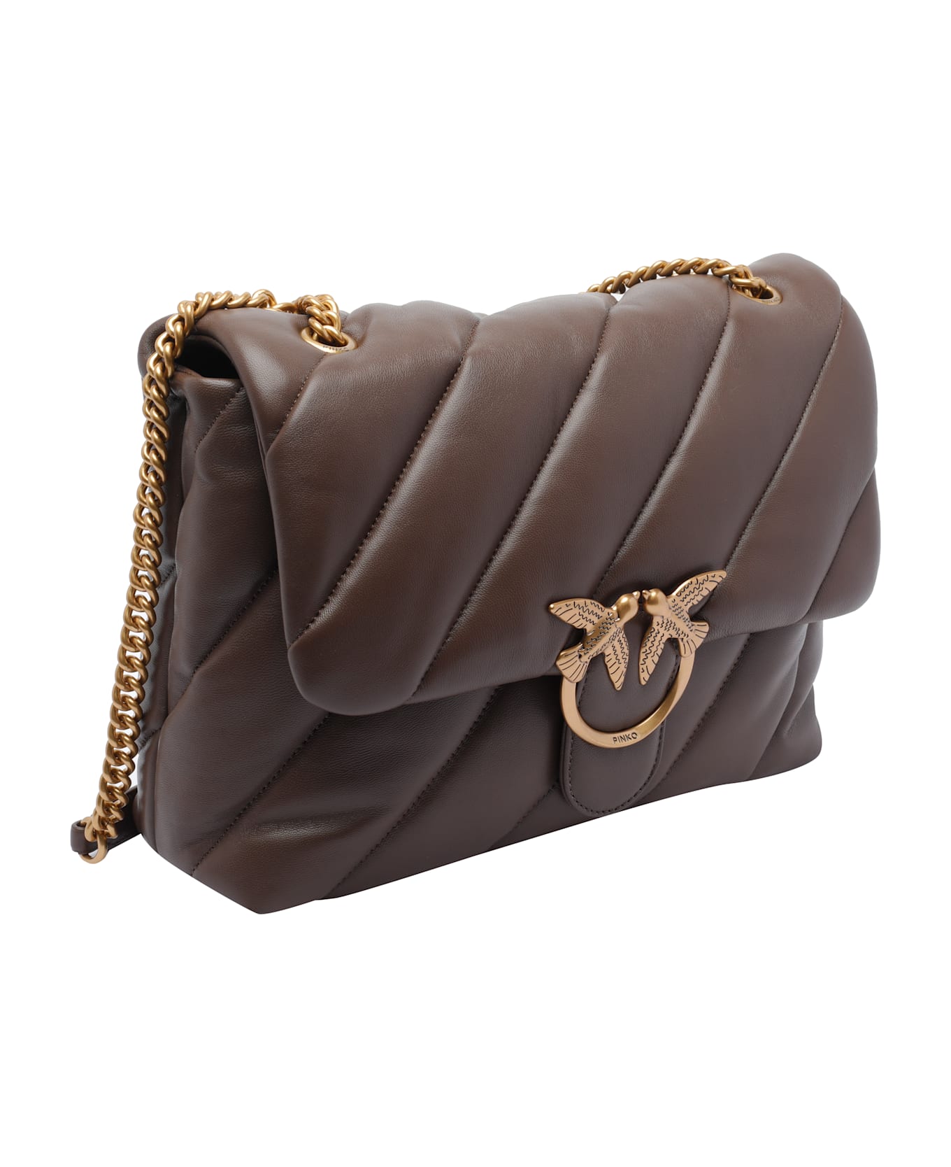 Pinko Love Classic Puffer Shoulder Bag - MARRONE CASTANO ANTIQUE