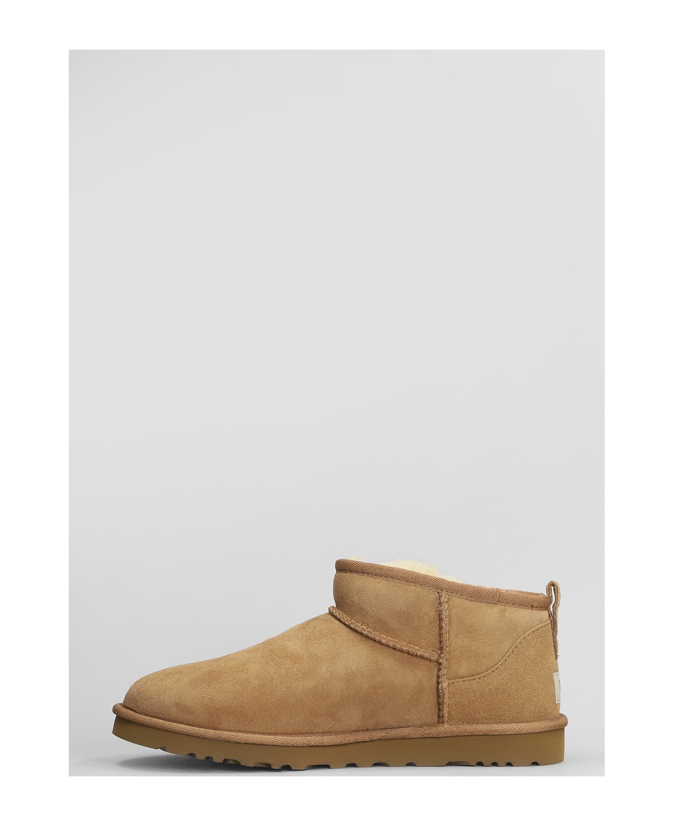 UGG Classic Ultra Mini Low Heels Ankle Boots In Leather Color Suede - leather color