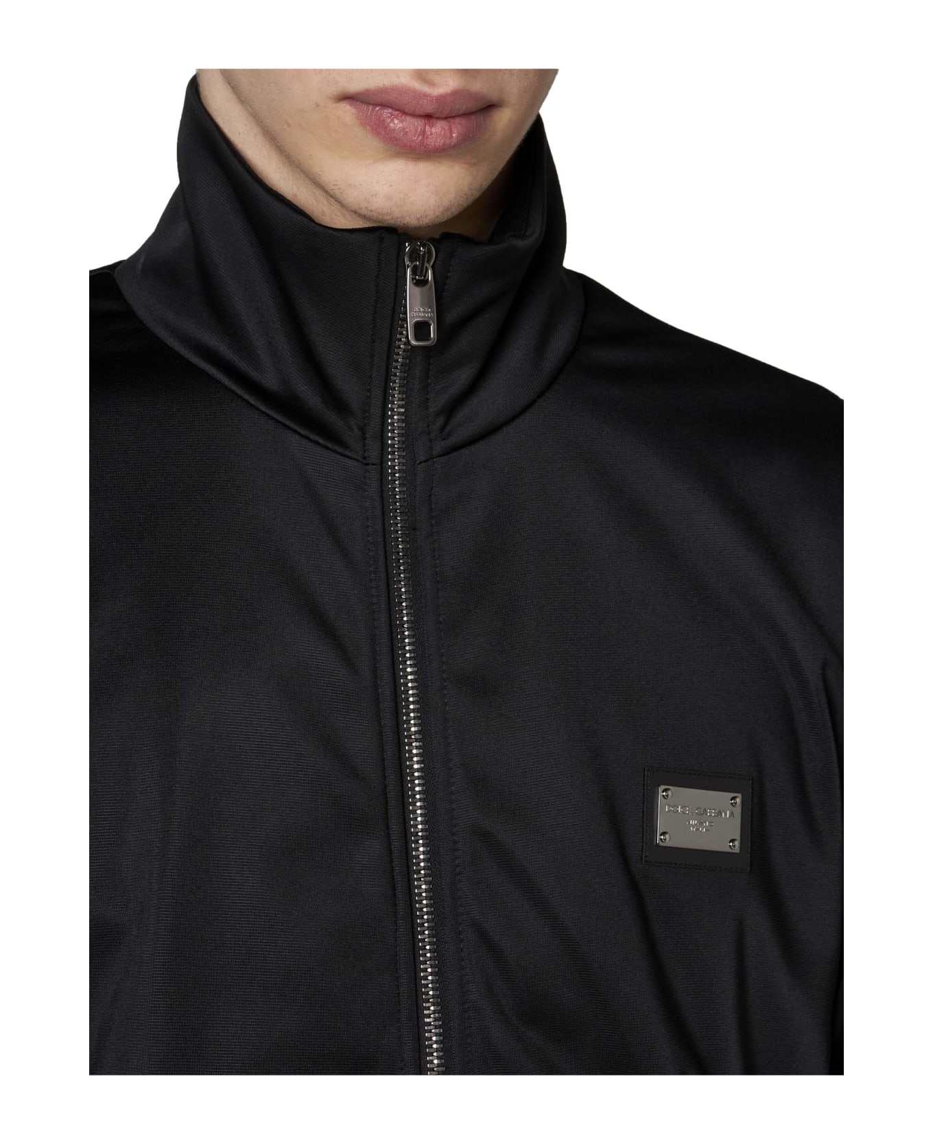 Dolce & Gabbana Logo Plaque Zipped Track Jacket - Nero