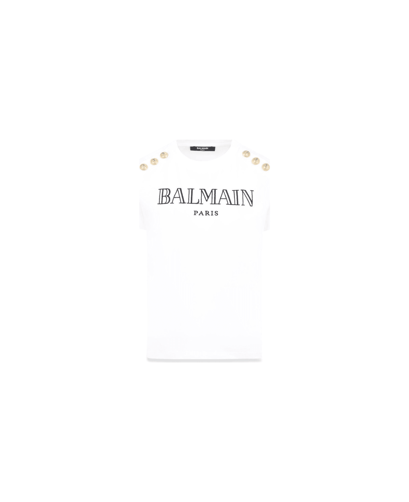 Balmain T-shirt With Buttons - WHITE
