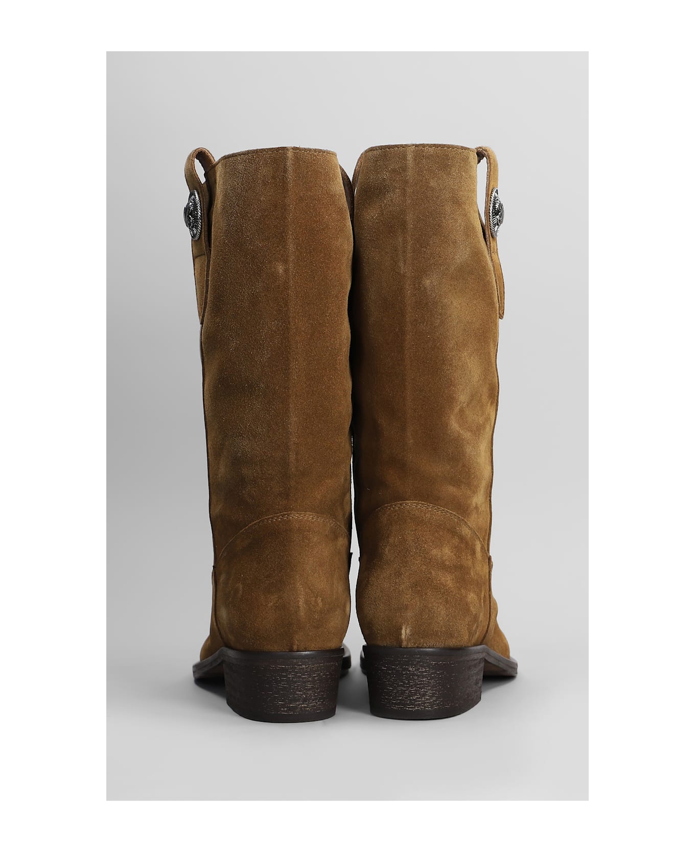 Via Roma 15 Texan Ankle Boots In Leather Color Suede - leather color