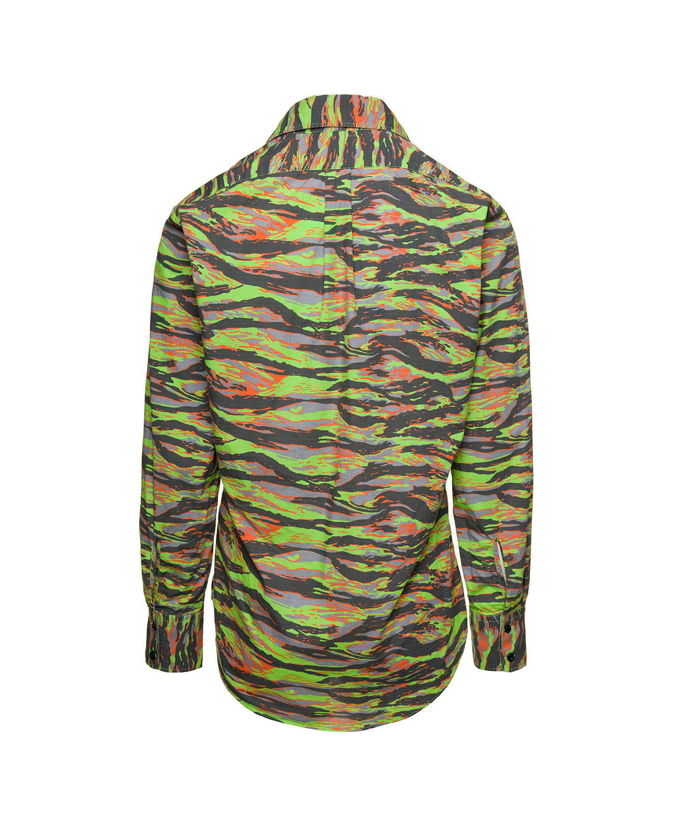 ERL Green Long Sleeve Shirt With Graphic Print In Cotton - Multicolor