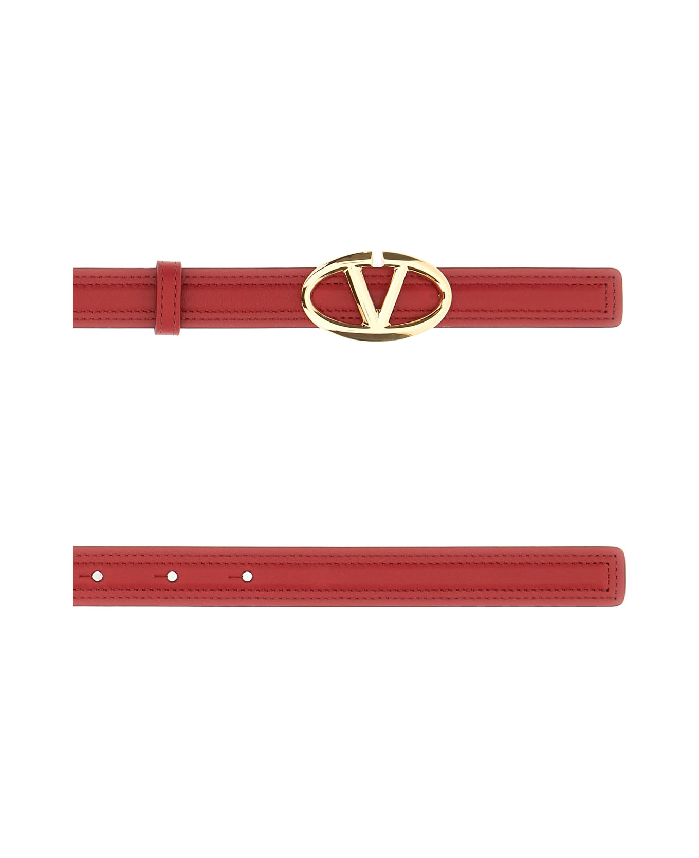 Valentino Garavani Red Leather Reversible Vlogo Belt - ROSSO DEEP SCARLETT