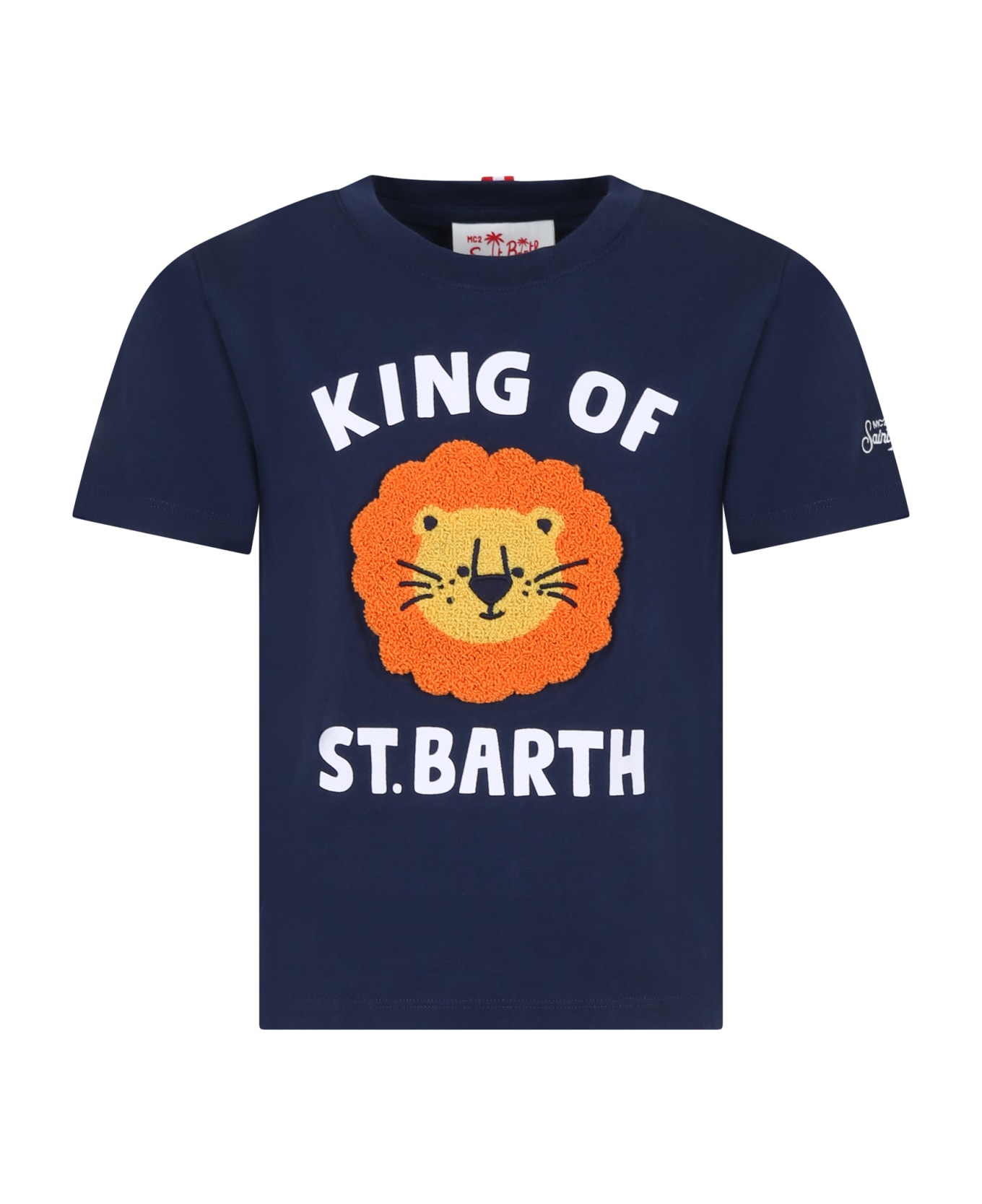MC2 Saint Barth Blue T-shirt For Boy With Lion And Logo - Blue