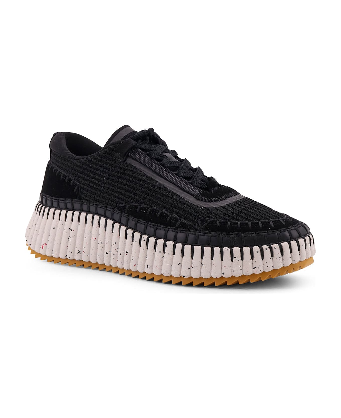 Chloé Nama Low-top Mesh Sneakers With Suede Inserts - Black