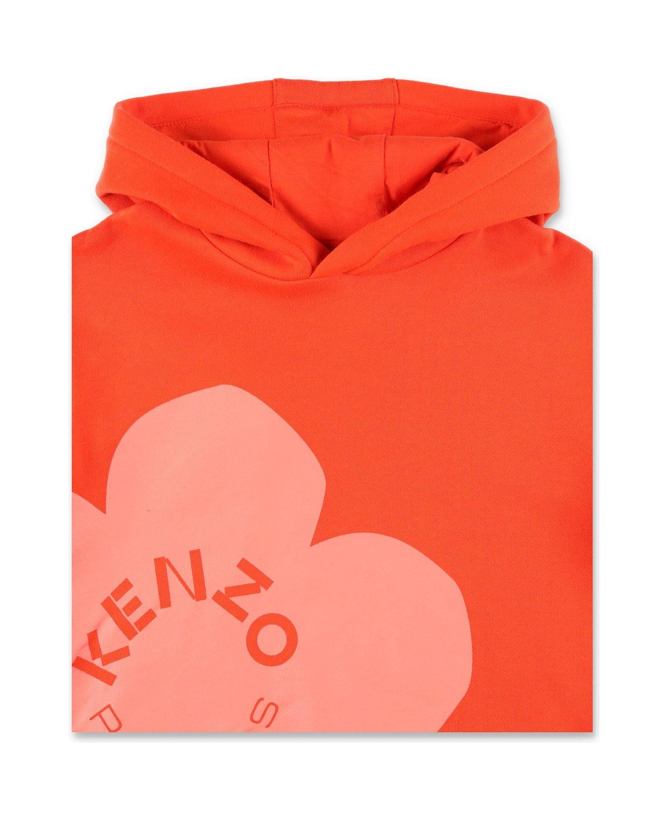 Kenzo Kids Boke Logo-printed Long Sleeved Hoodie - ORANGE