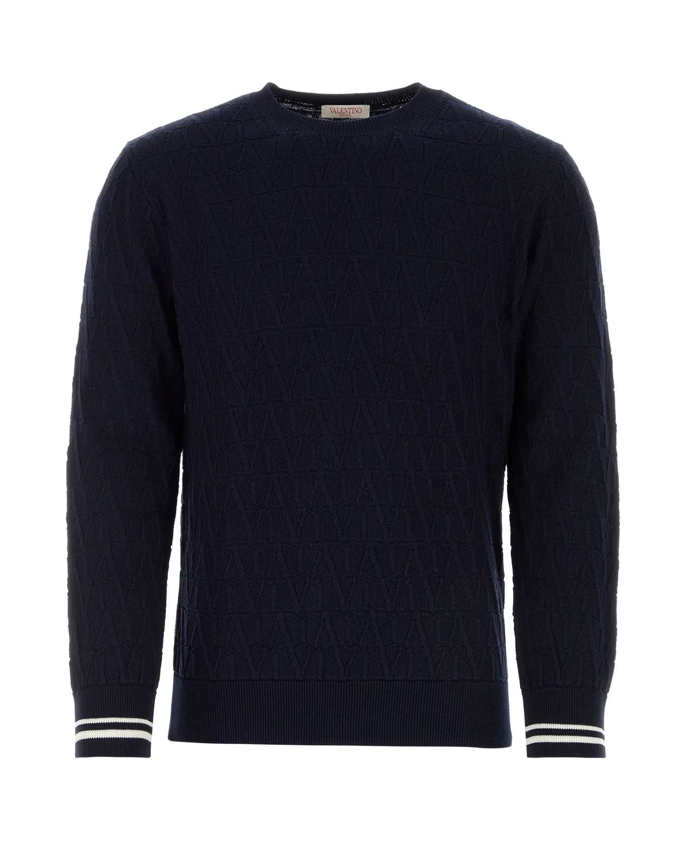 Valentino Garavani Dark Blue Cotton Sweater - Blue