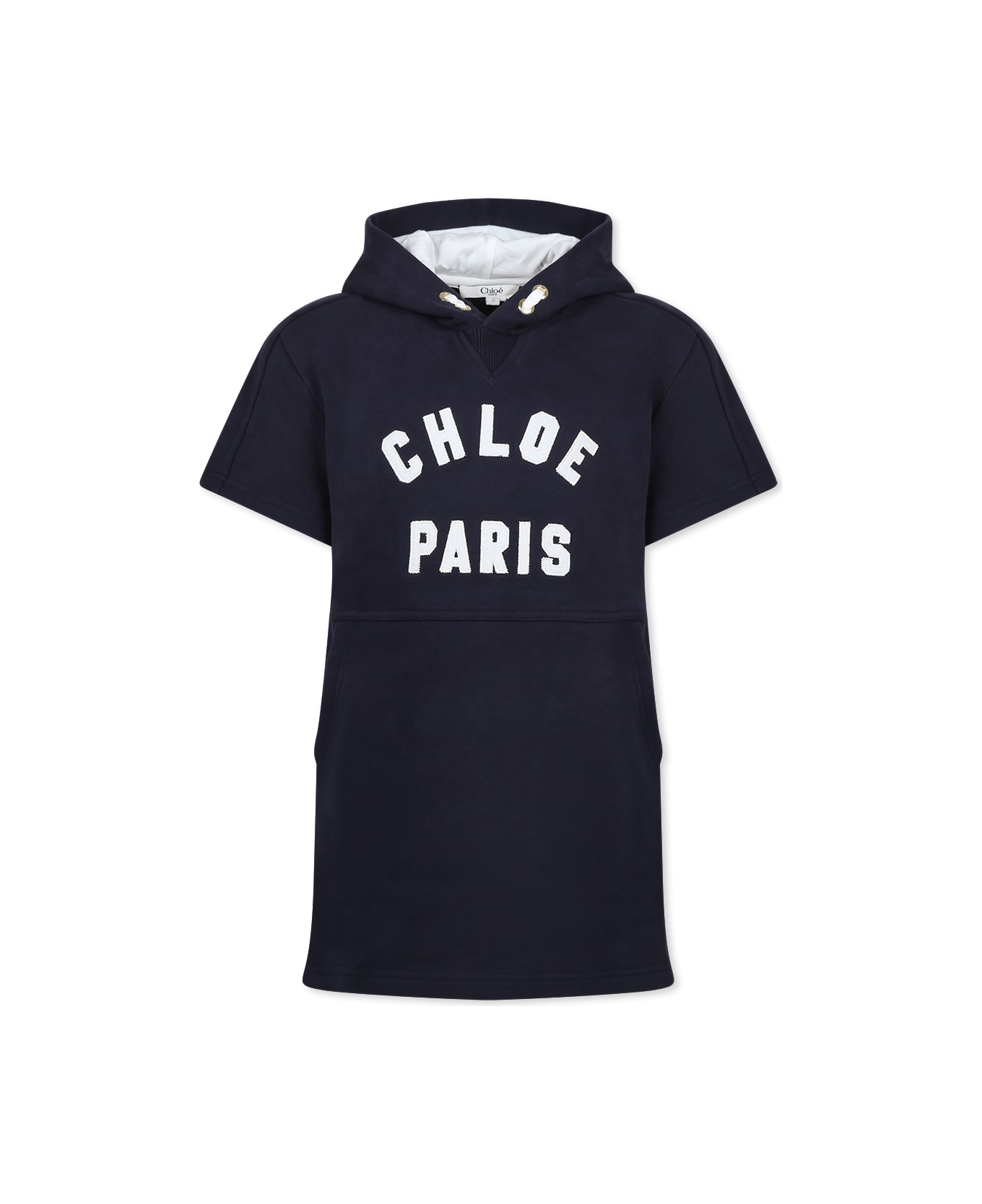 Chloé Blue Dress For Girl With Logo - Blue