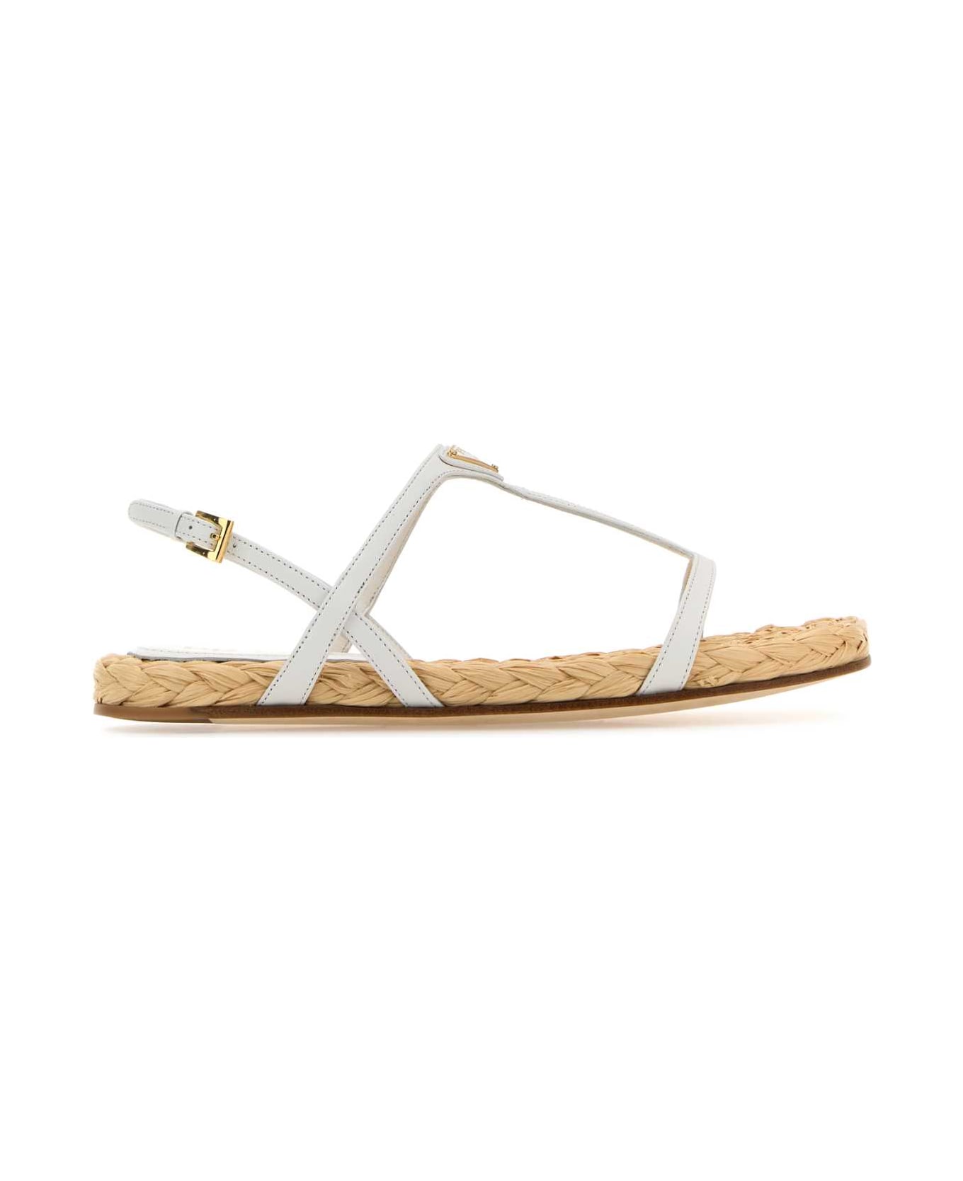 Prada White Leather Sandals - BIANCO