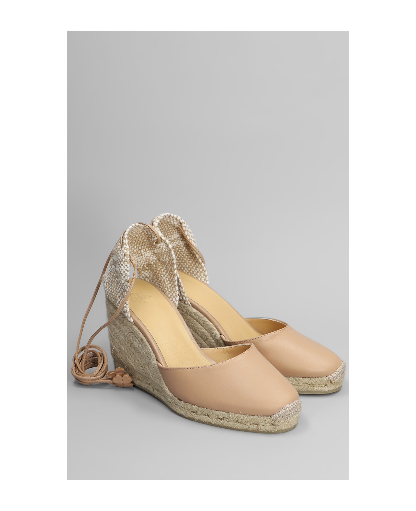 Castañer Carina-8-250 Wedges In Powder Leather And Fabric - powder