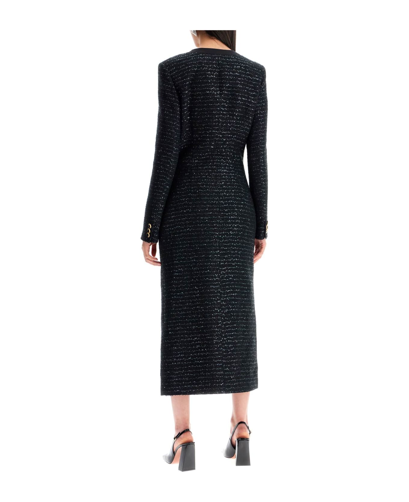 Alessandra Rich Midi Tweed Dress With Sequins - BLACK (Black)