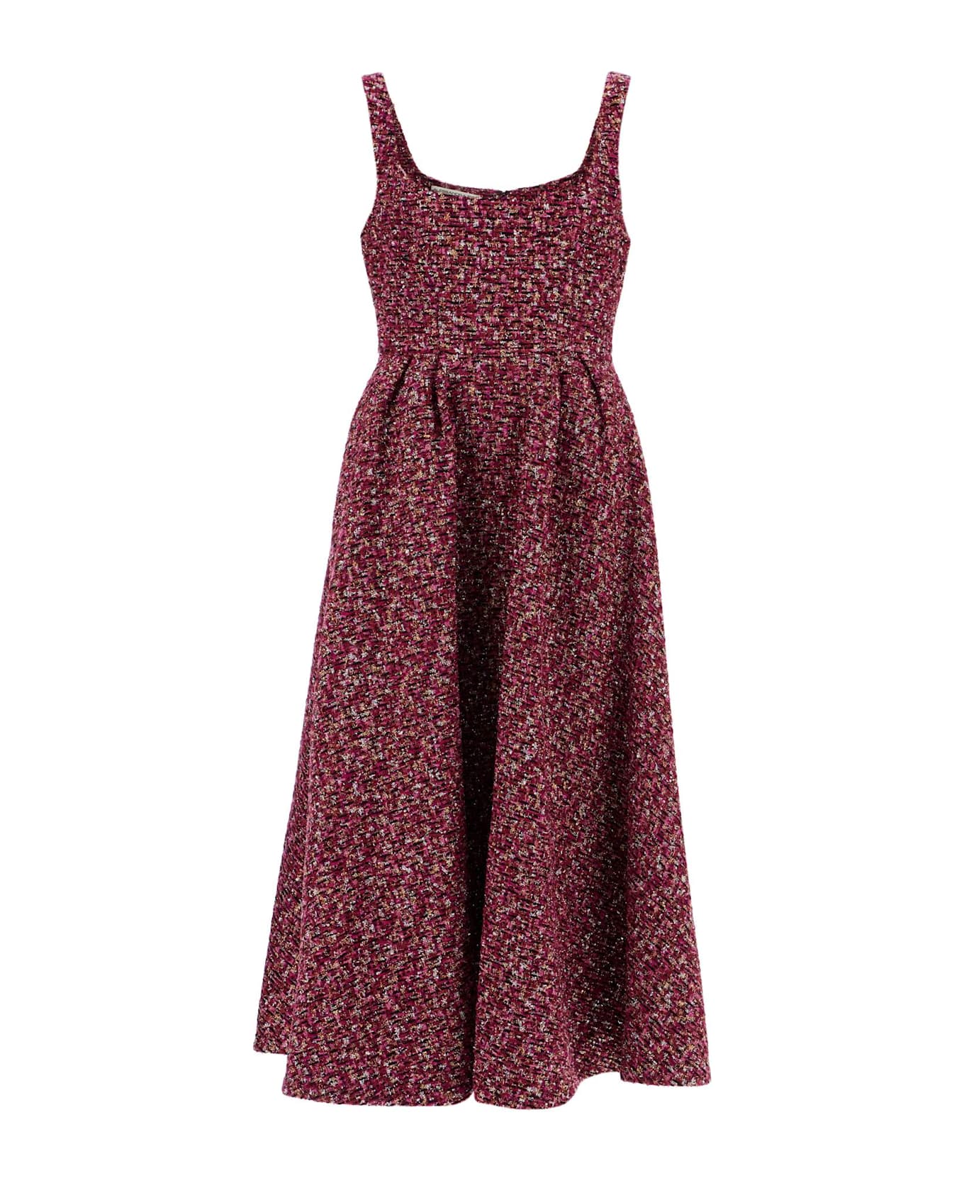 Alessandra Rich Midi Dress In Tweed With Sequ - PURPLE-BLACK (Purple)