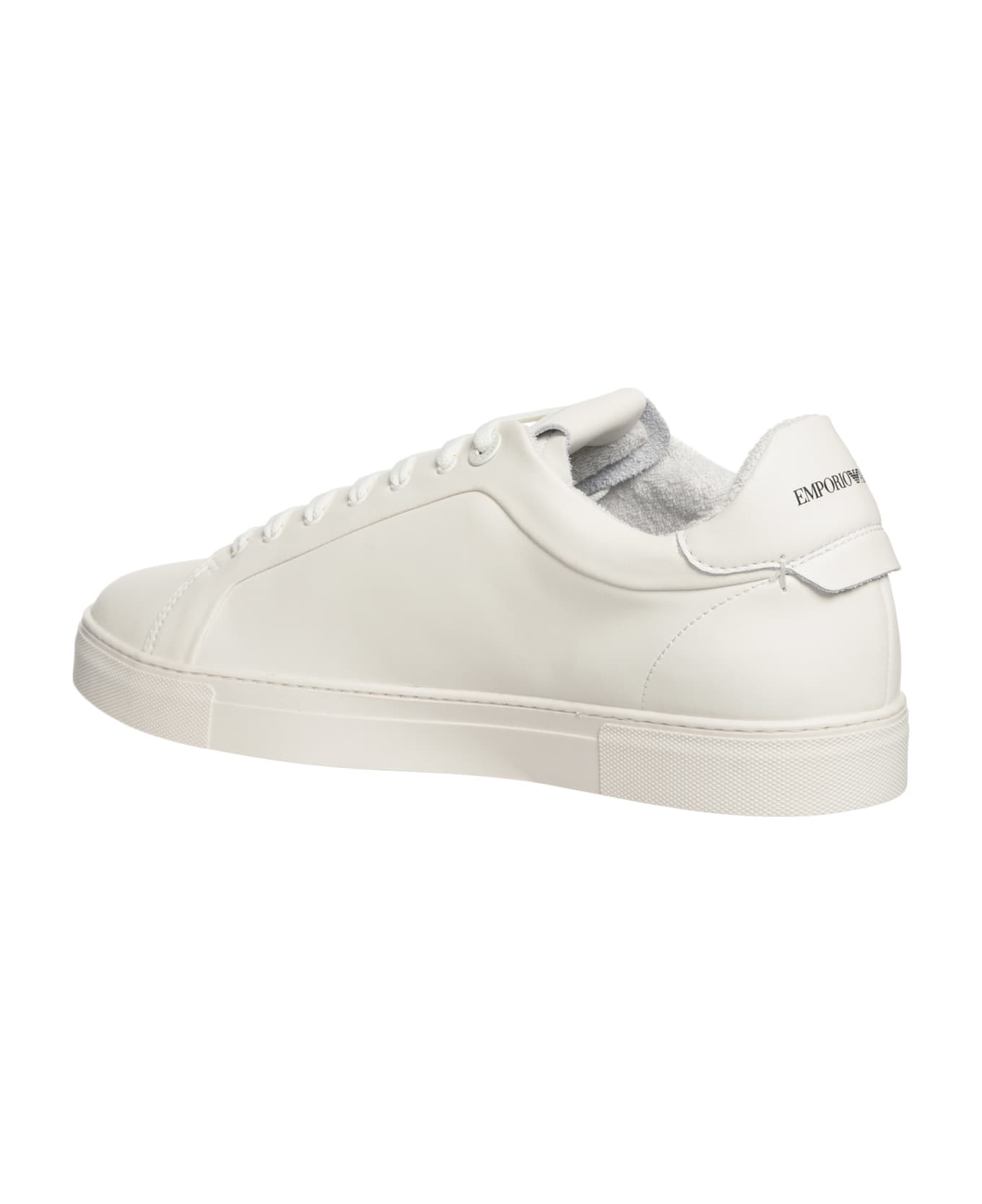 Emporio Armani Leather Sneakers With Logo - White