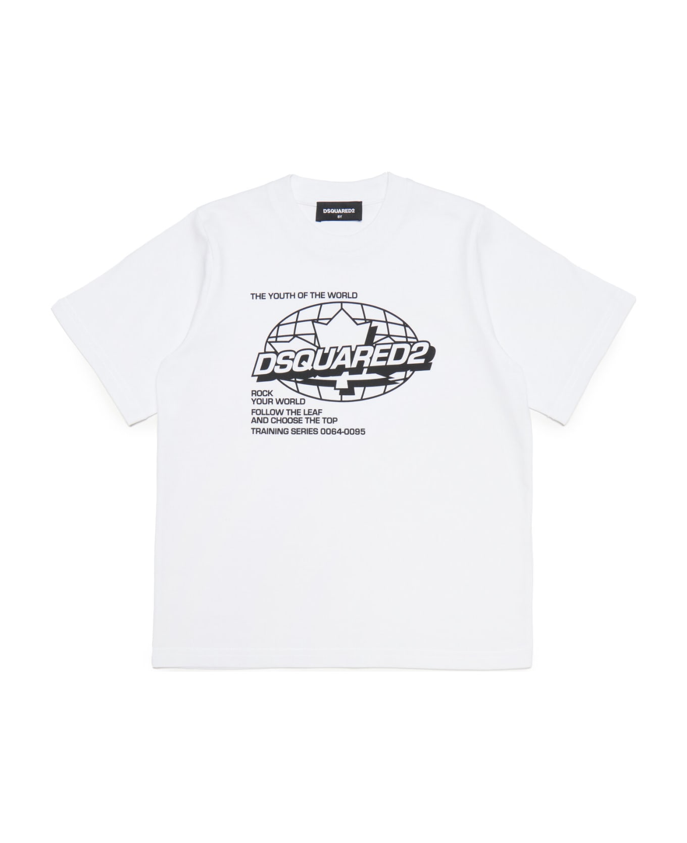 Dsquared2 D2t985u Slouch Fit T-shirt Dsquared Crew-neck Jersey T-shirt With World Graphics - White