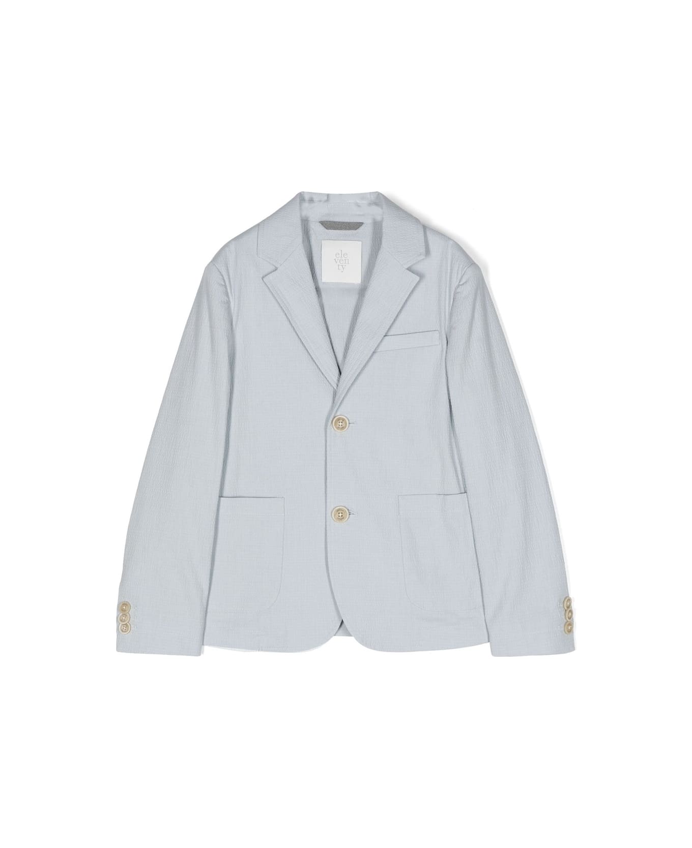 Eleventy Light Blue Single Breasted Blazer With Contrast Buttons - Blue コート＆ジャケット
