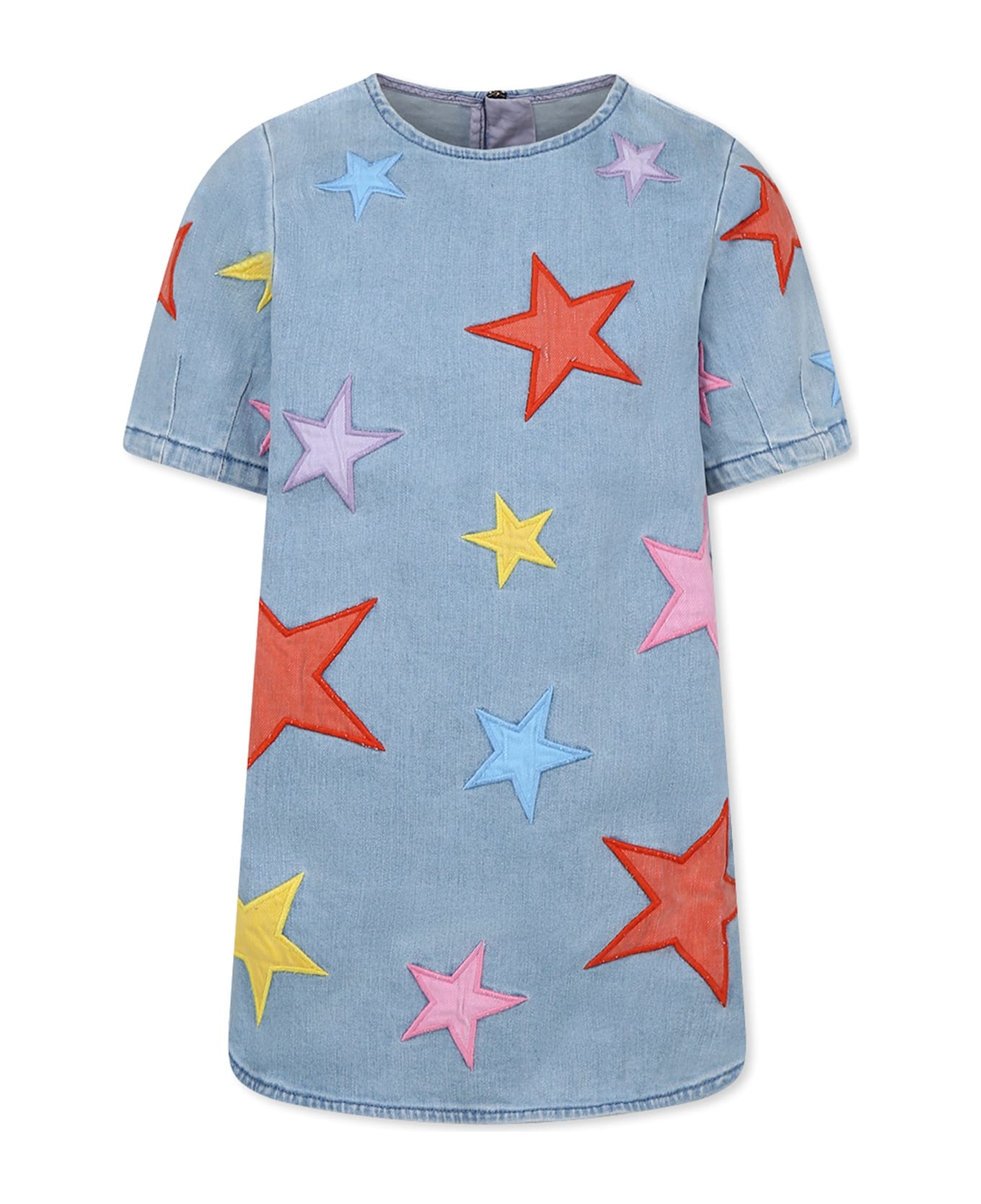 Stella McCartney Kids Denim Dress For Girl With Stars - Denim