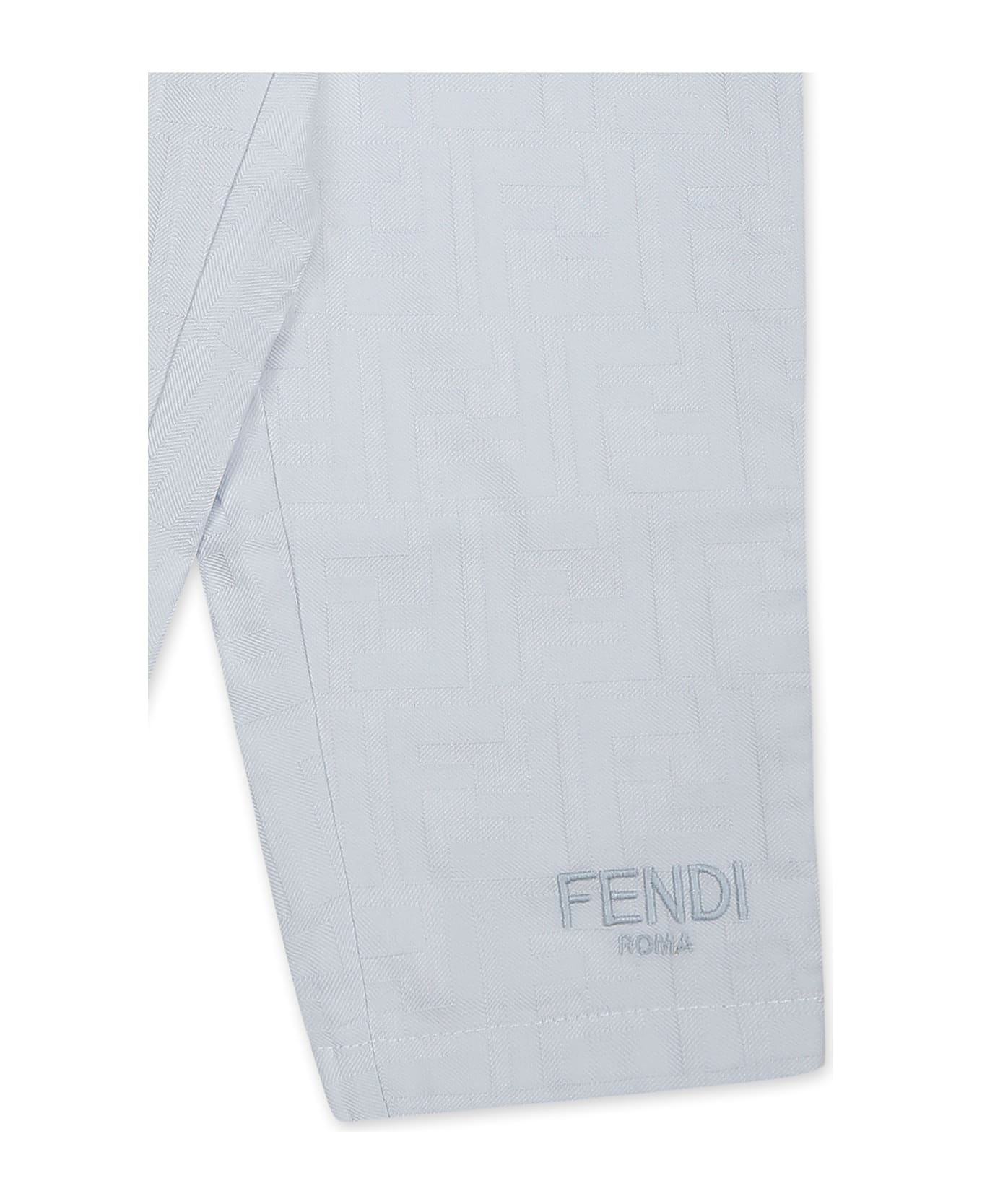 Fendi Light Blue Trousers For Baby Boy With Ff - Light Blue