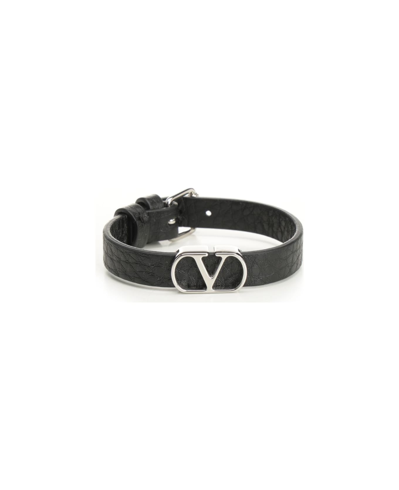 Valentino Garavani Vlogo Signature Leather Bracelet - Black