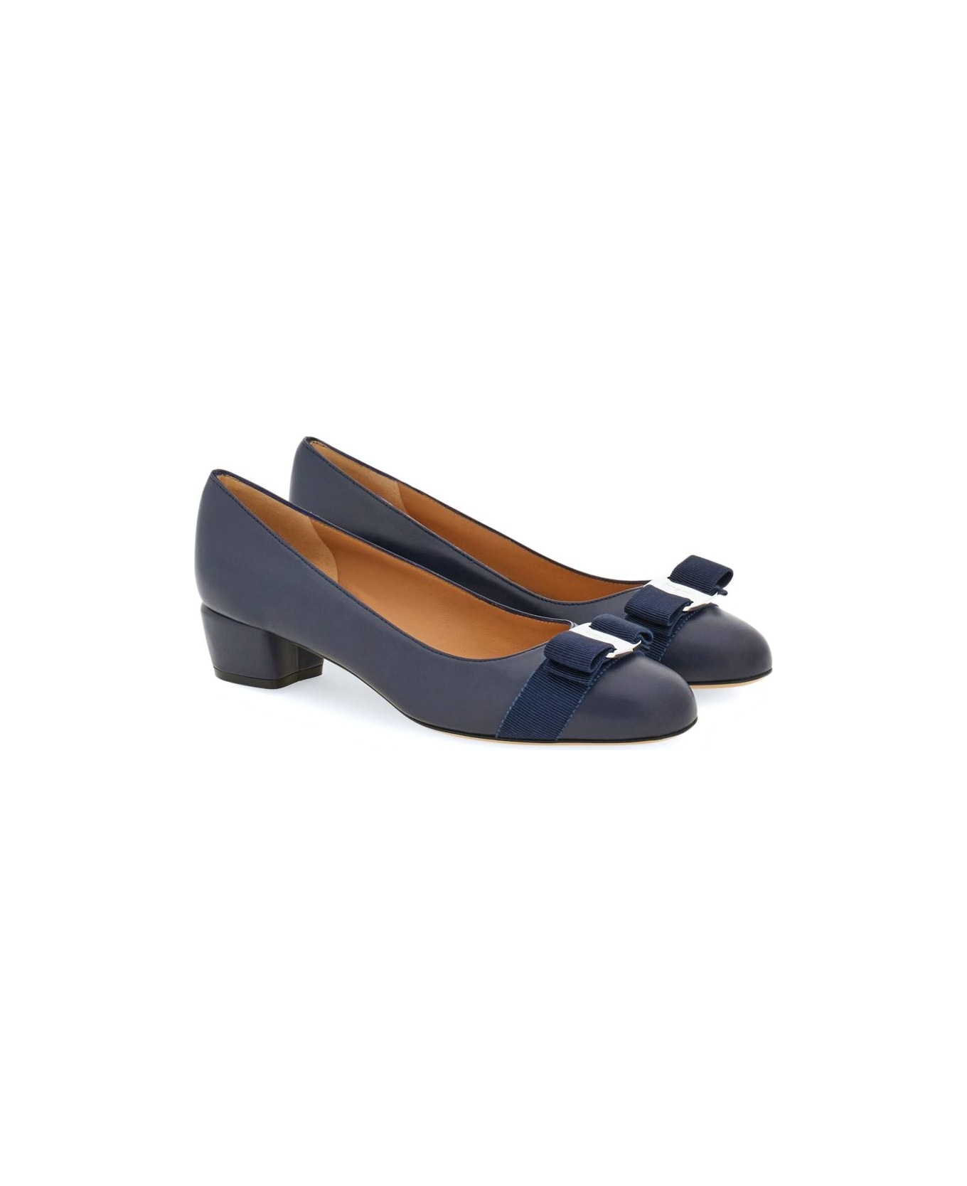 Ferragamo Vara 30mm Leather Pumps - Blue