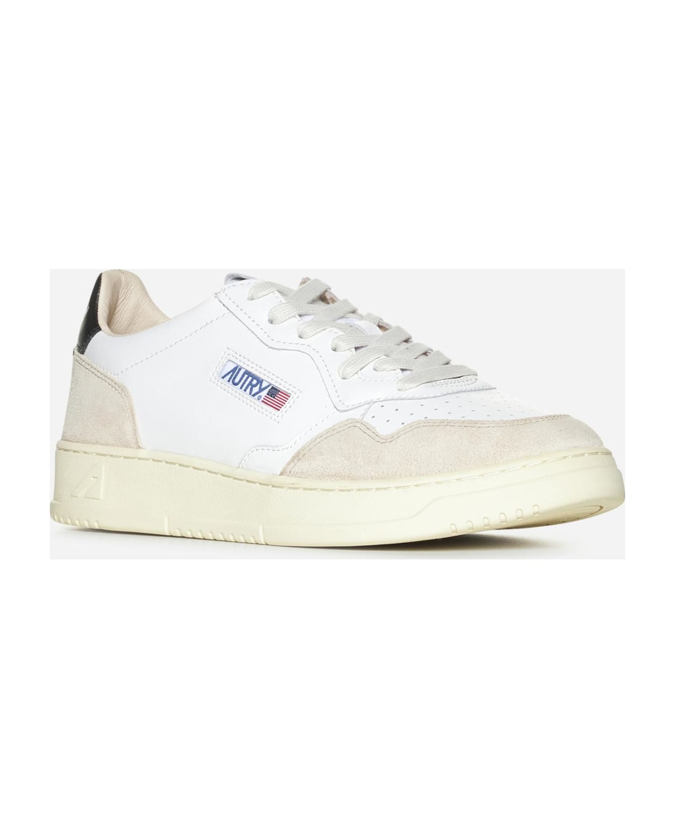 Autry Medalist Leather And Suede Sneakers - Bianco
