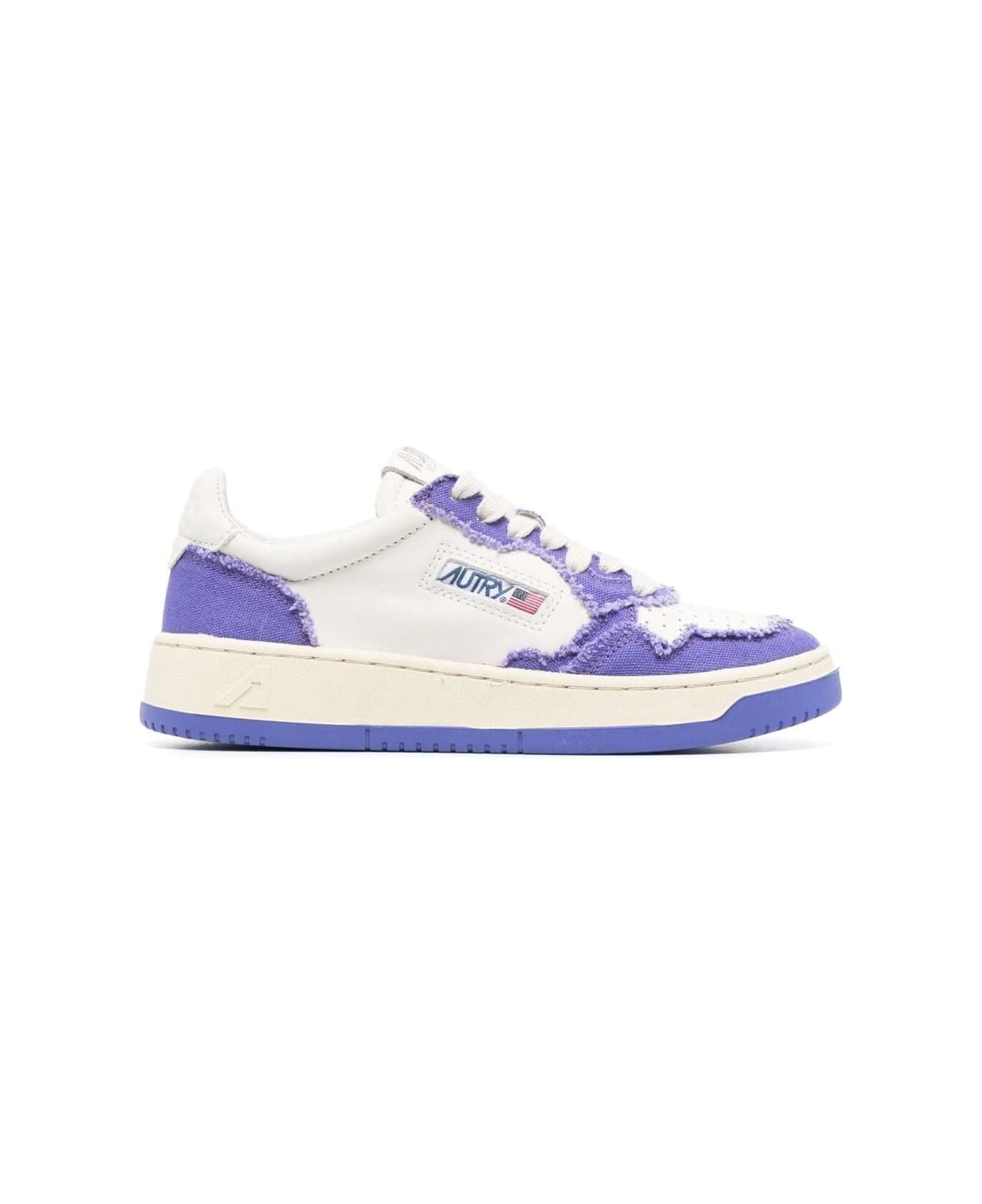 Autry Purple And White 'medalist' Low Top Sneakers In Cow Leather - Multicolor