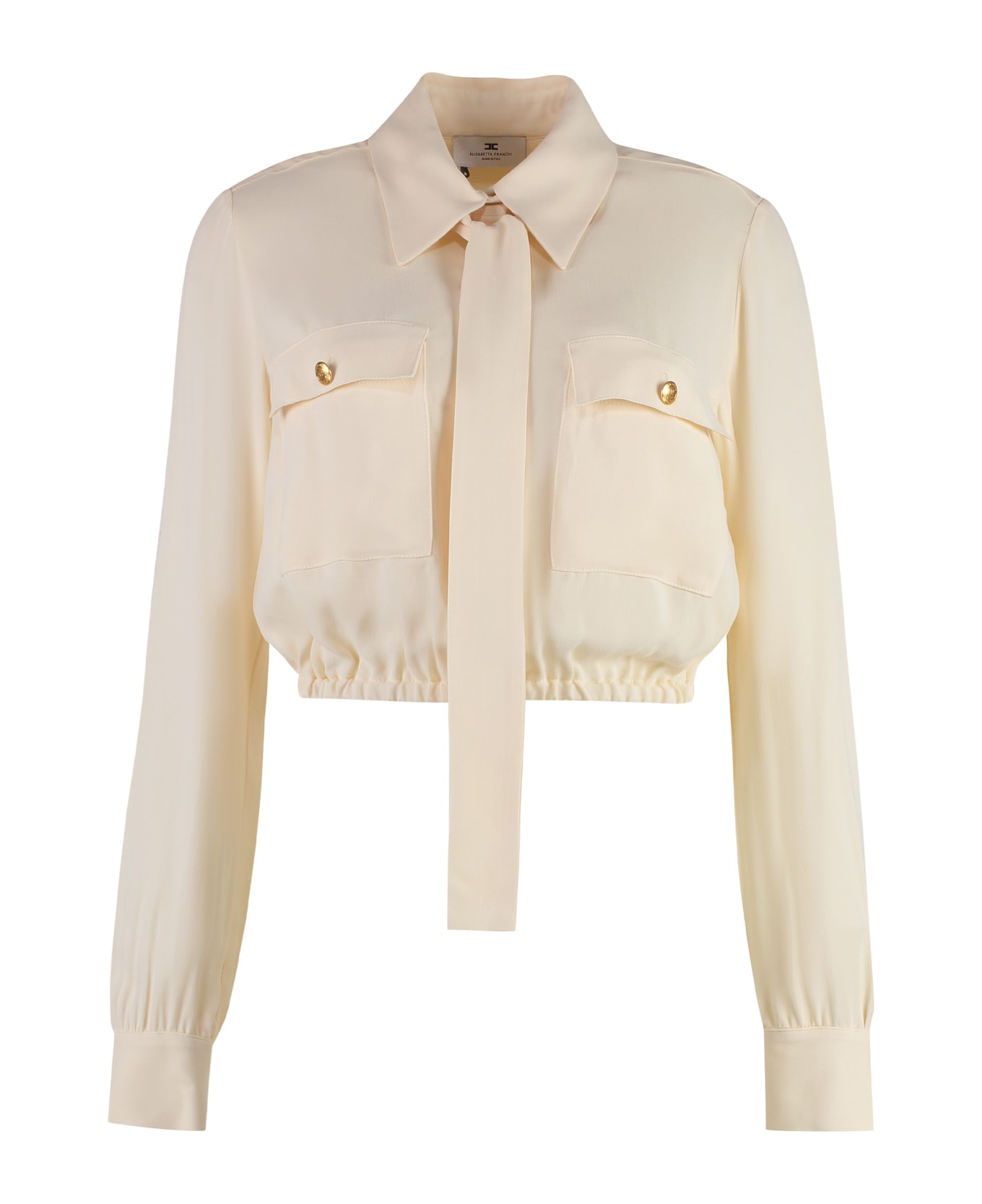 Elisabetta Franchi Pussy-bow Collar Georgette Shirt - panna