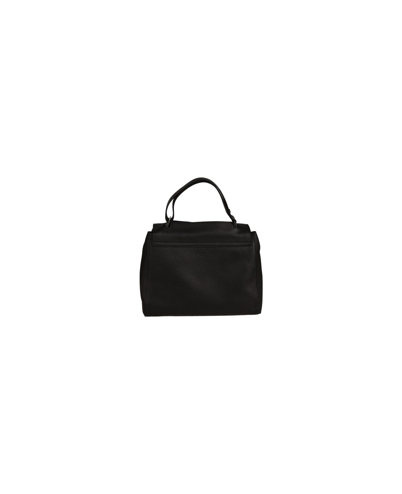 Orciani Sveva Soft Medium Shoulder Bag In Leather With Shoulder Strap - Nero