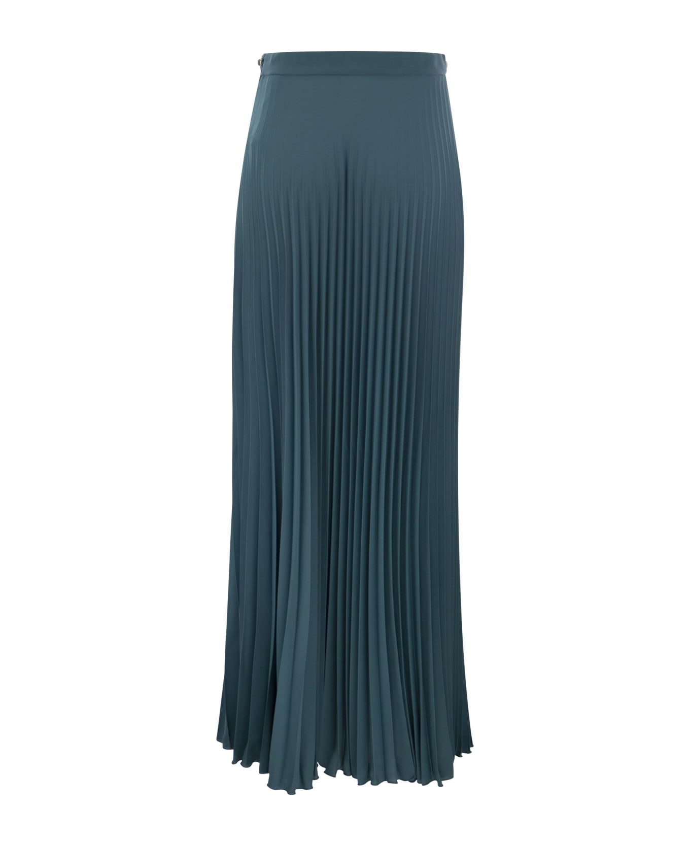 Elisabetta Franchi Long Pleated Georgette Skirt With Embroidery Elisabetta Franchi - Green