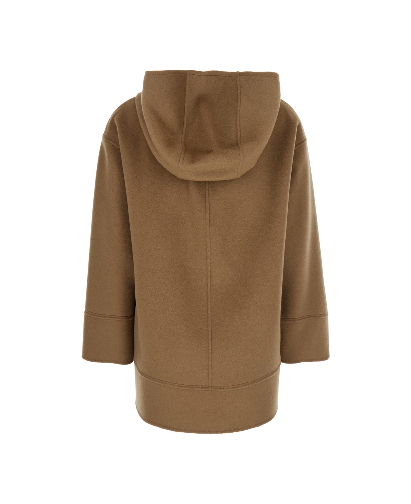 
S Max Mara 
cloe
 Brown Coat With Fixed Hood And Dropped Shoulders In Wool Woman - Beige