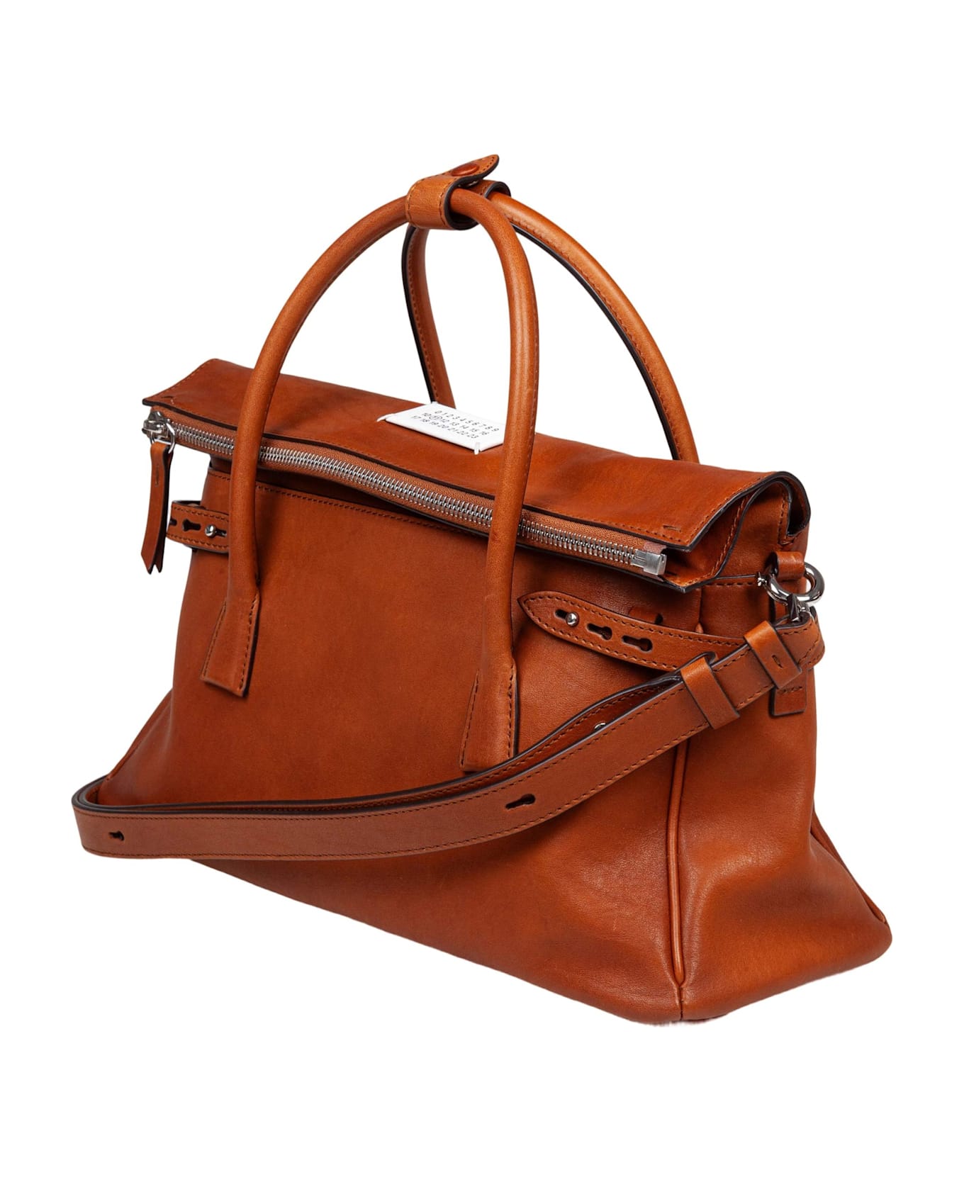 Maison Margiela 5ac Handbag In Vintage Cognac Leather - Cognac