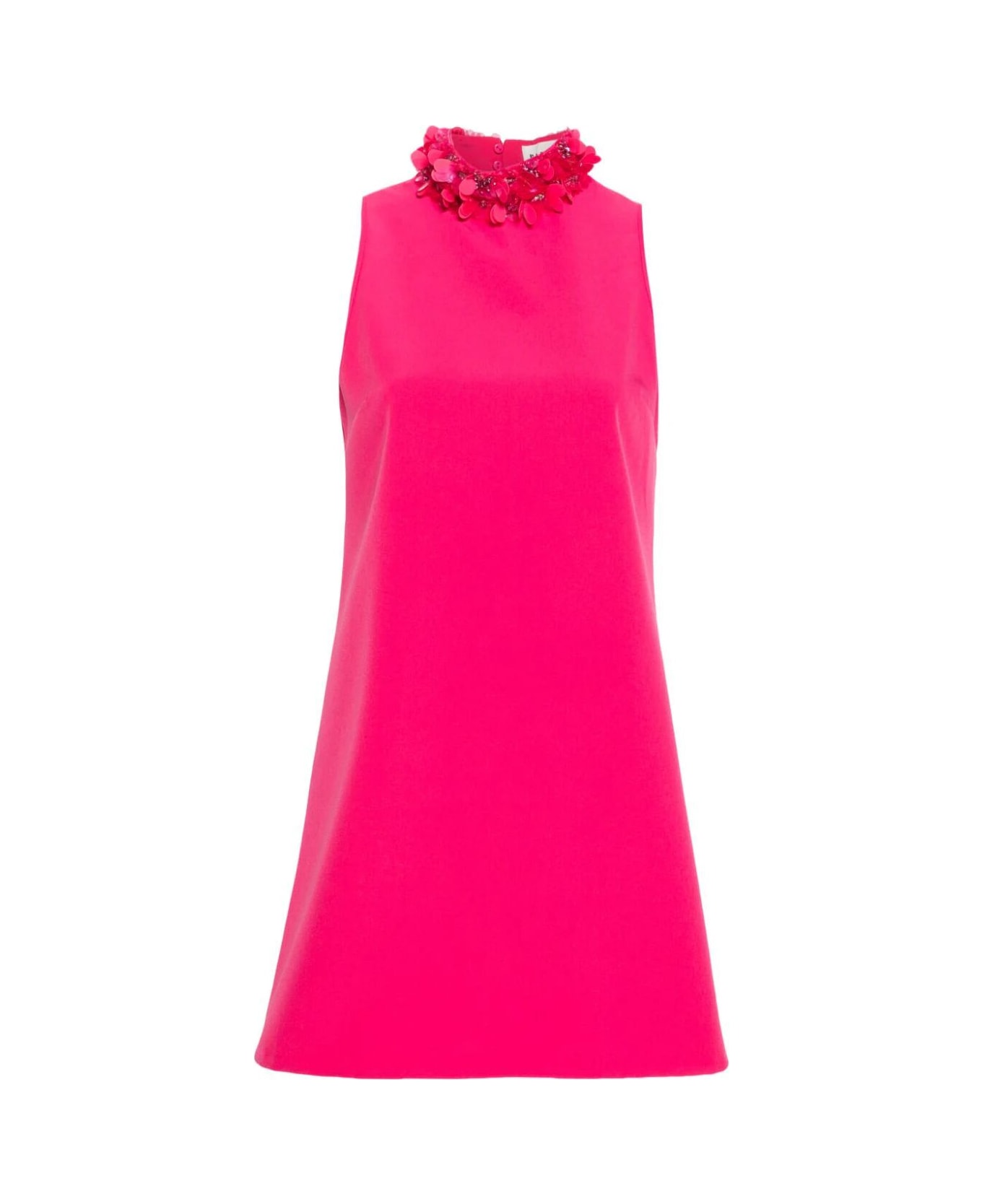 Parosh Sleeveless High Neck Mini Dress With Paillettes - Bubble Pink