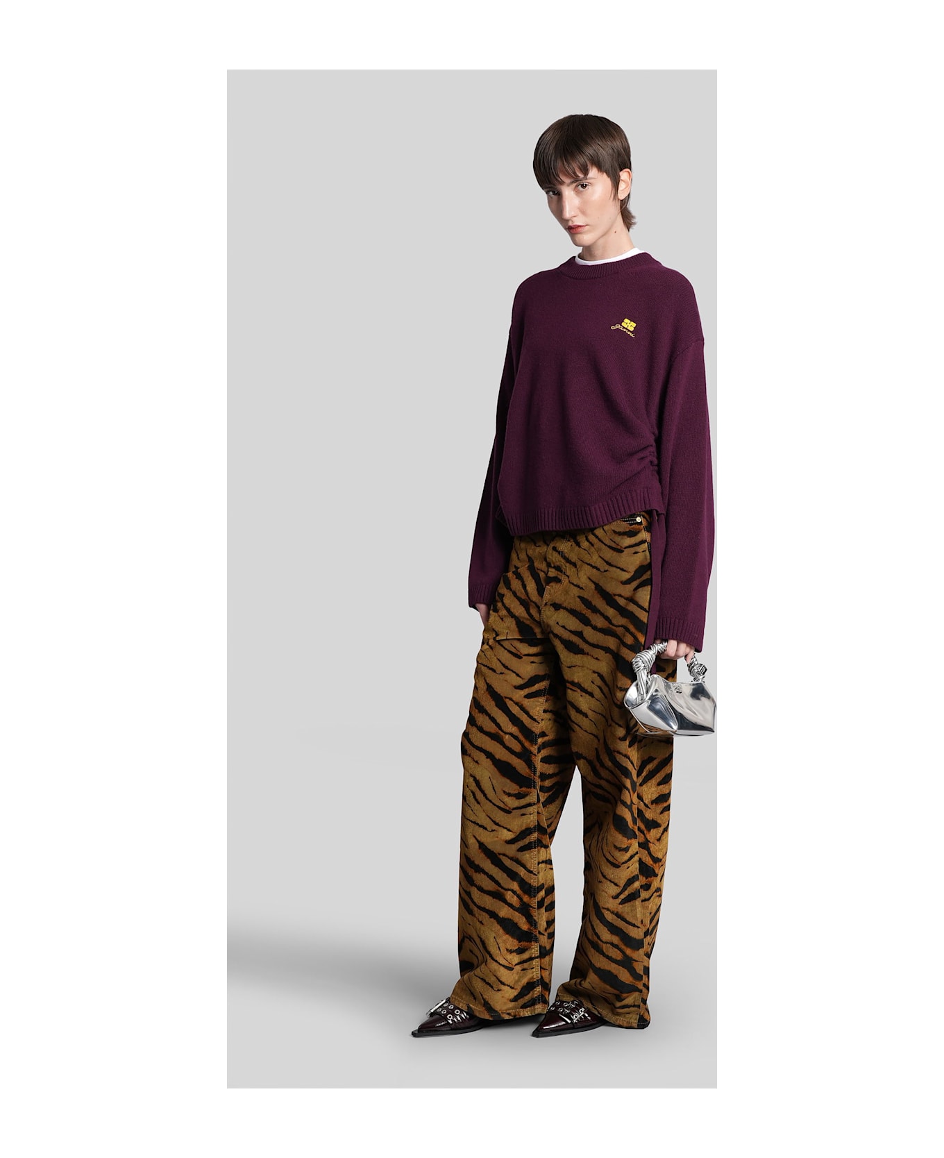 Ganni Jeans In Khaki Cotton - BROWN