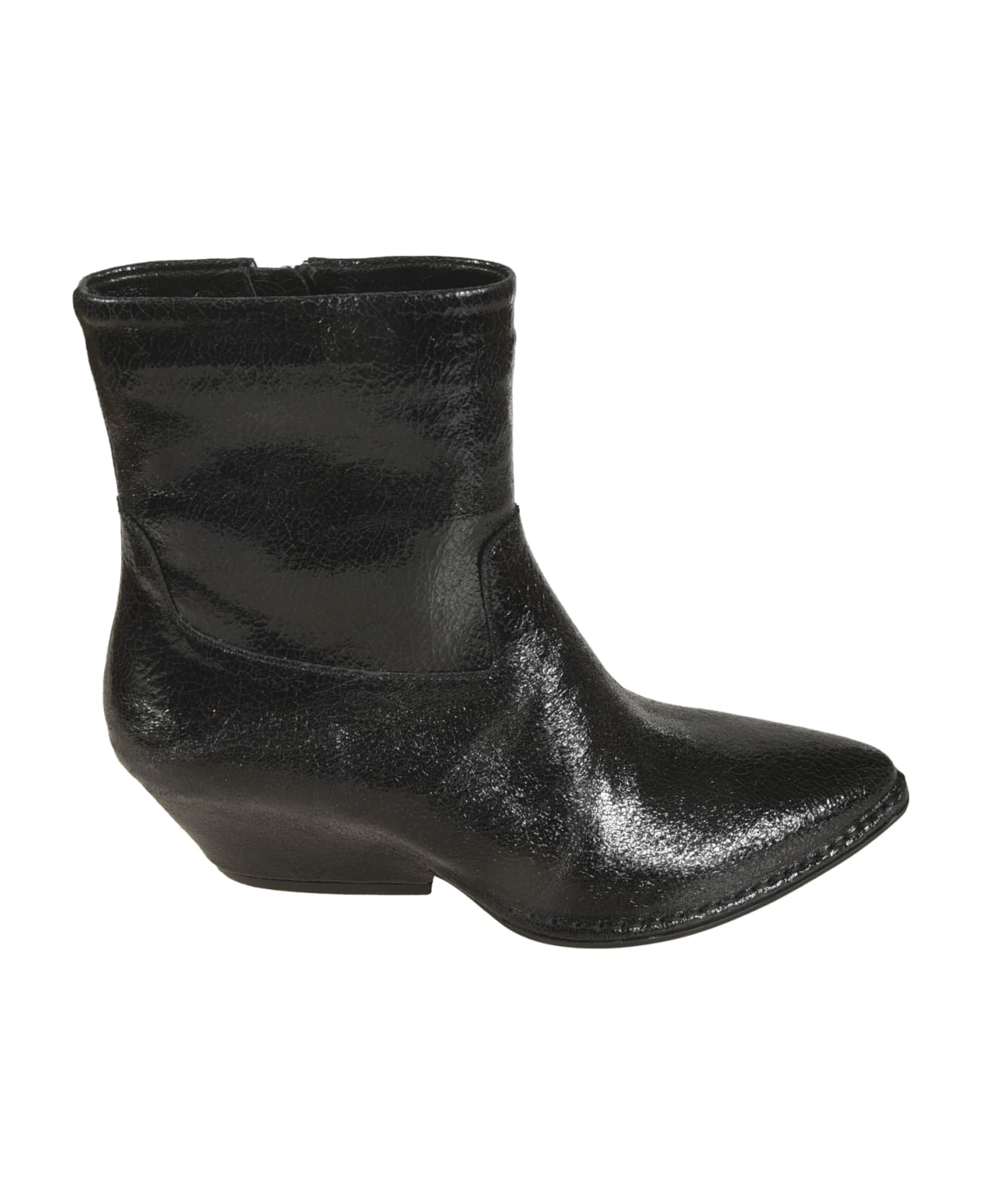 Del Carlo Crack Lame Boots - Black