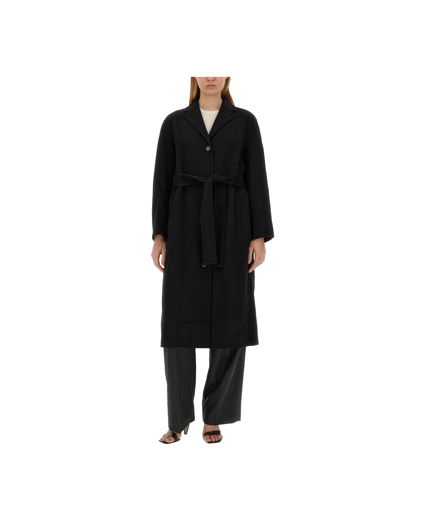 Theory Belted Coat - BLACK
