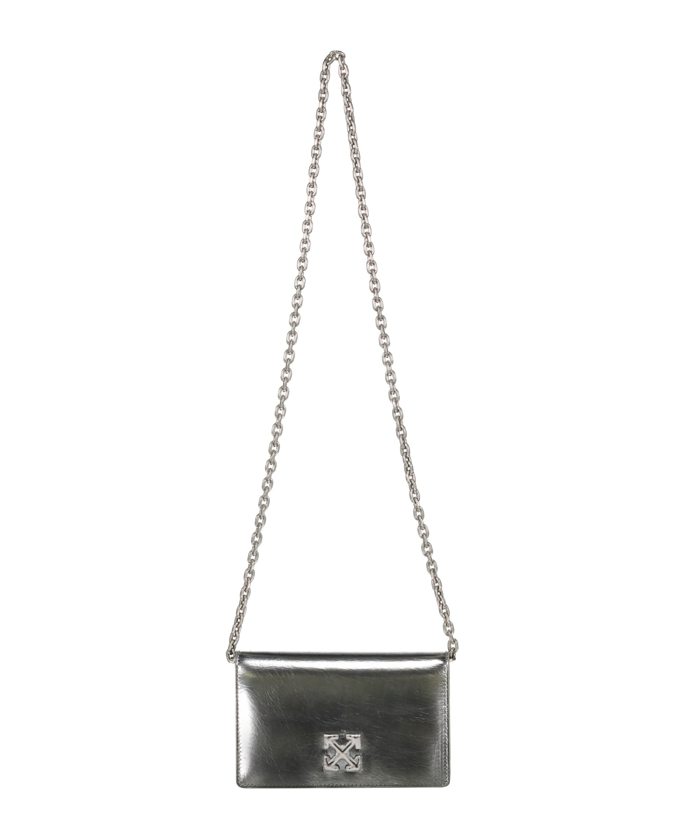Off-White Jitney Leather Crossbody Bag - silver