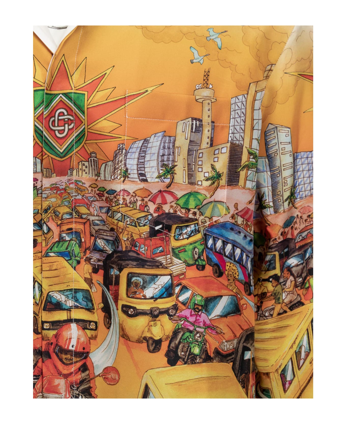 Casablanca Silk Shirt With Traffic Print - TRAFFIC