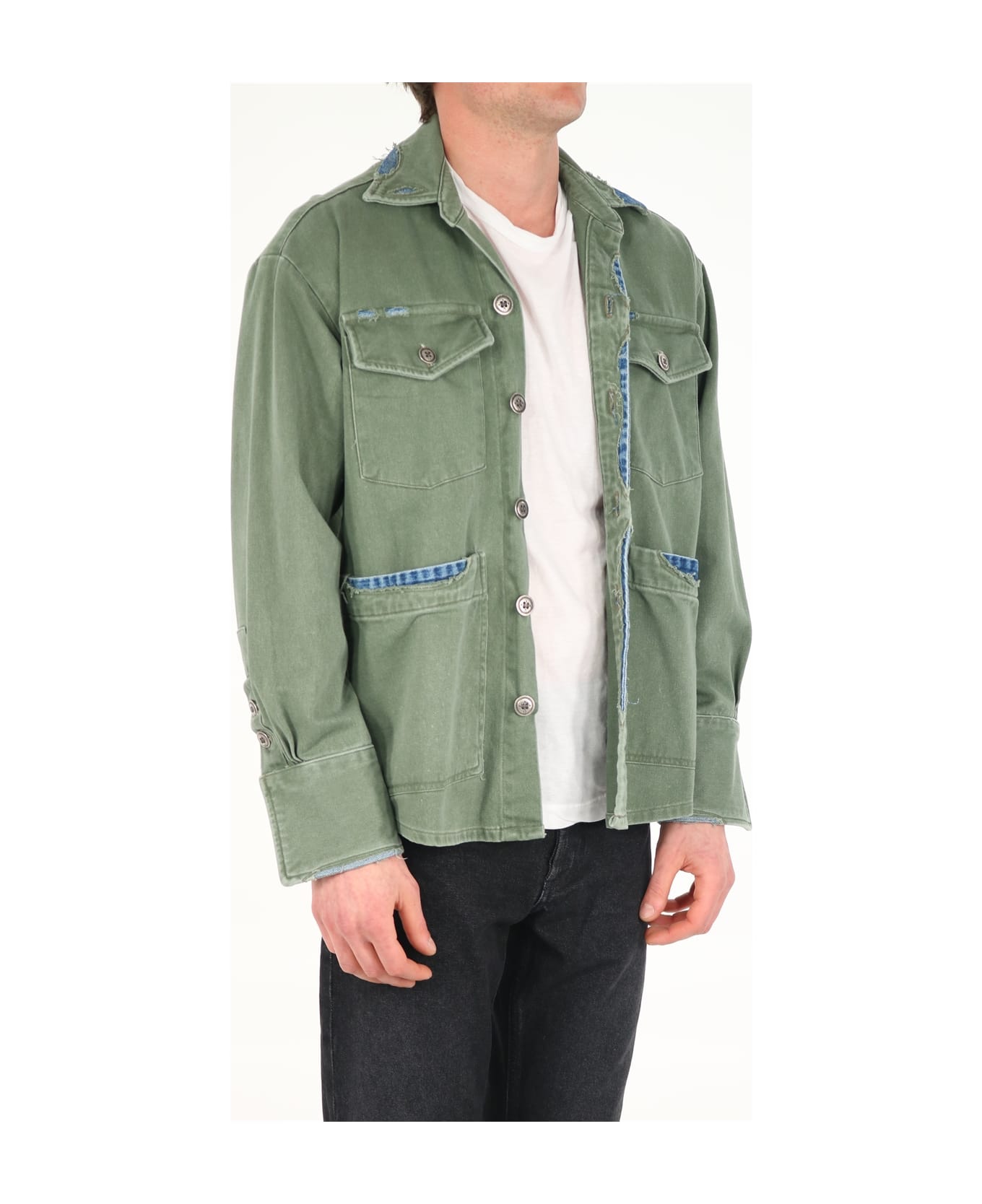 Greg Lauren Military Green Oversize Shirt | italist, ALWAYS LIKE A SALE