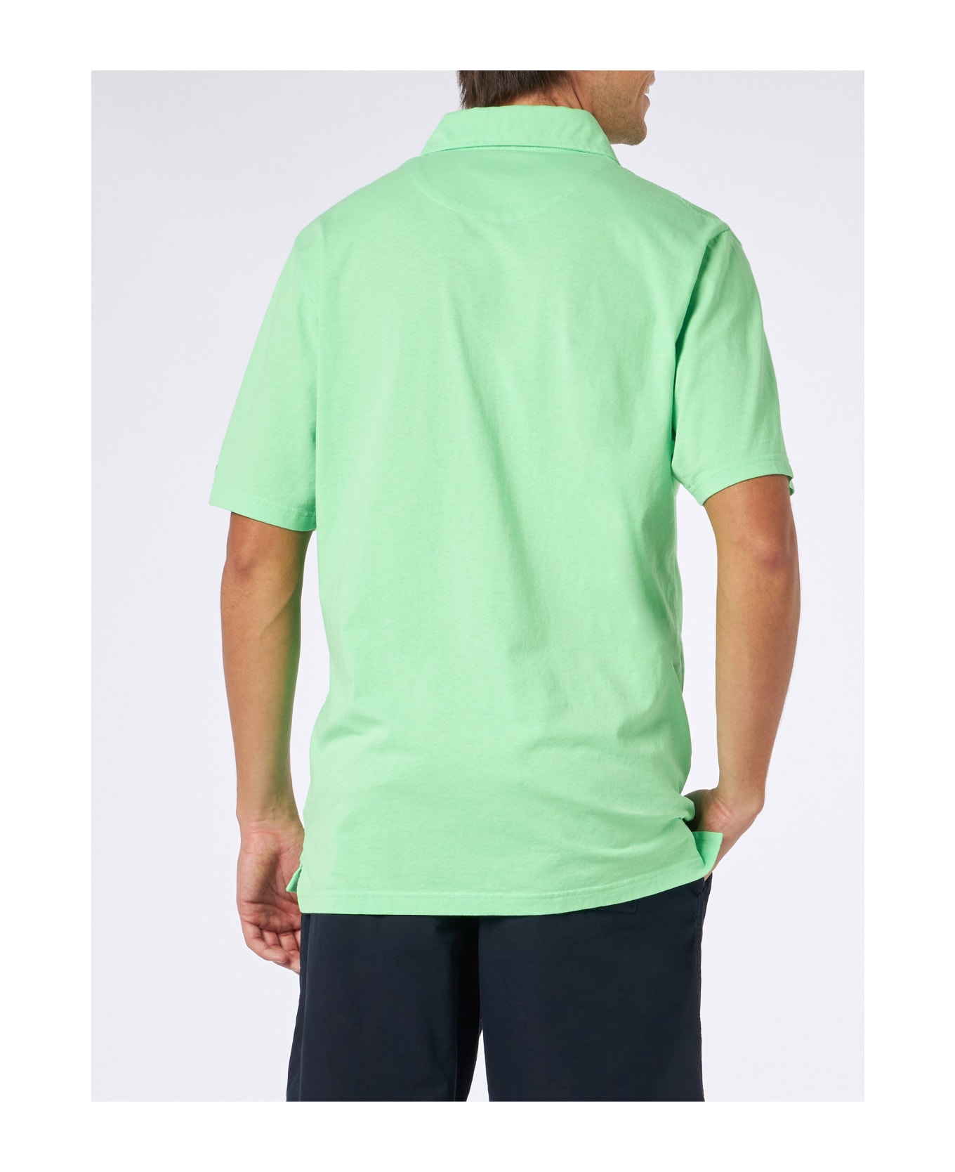 MC2 Saint Barth Man Green Cotton Jersey Polo - FLUO