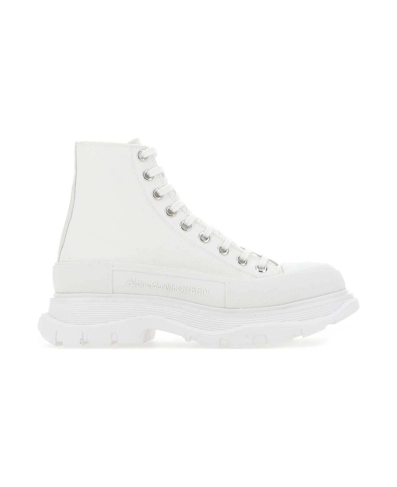 Alexander McQueen White Canvas And Rubber Tread Slick Sneakers - 9000