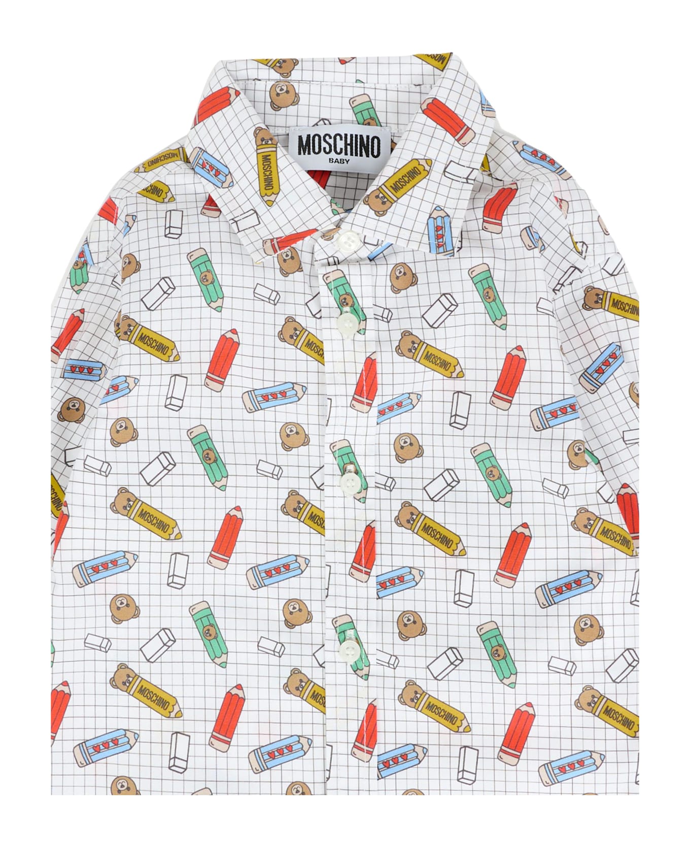 Moschino White Shirt For Baby Boy With Teddy Bear - White