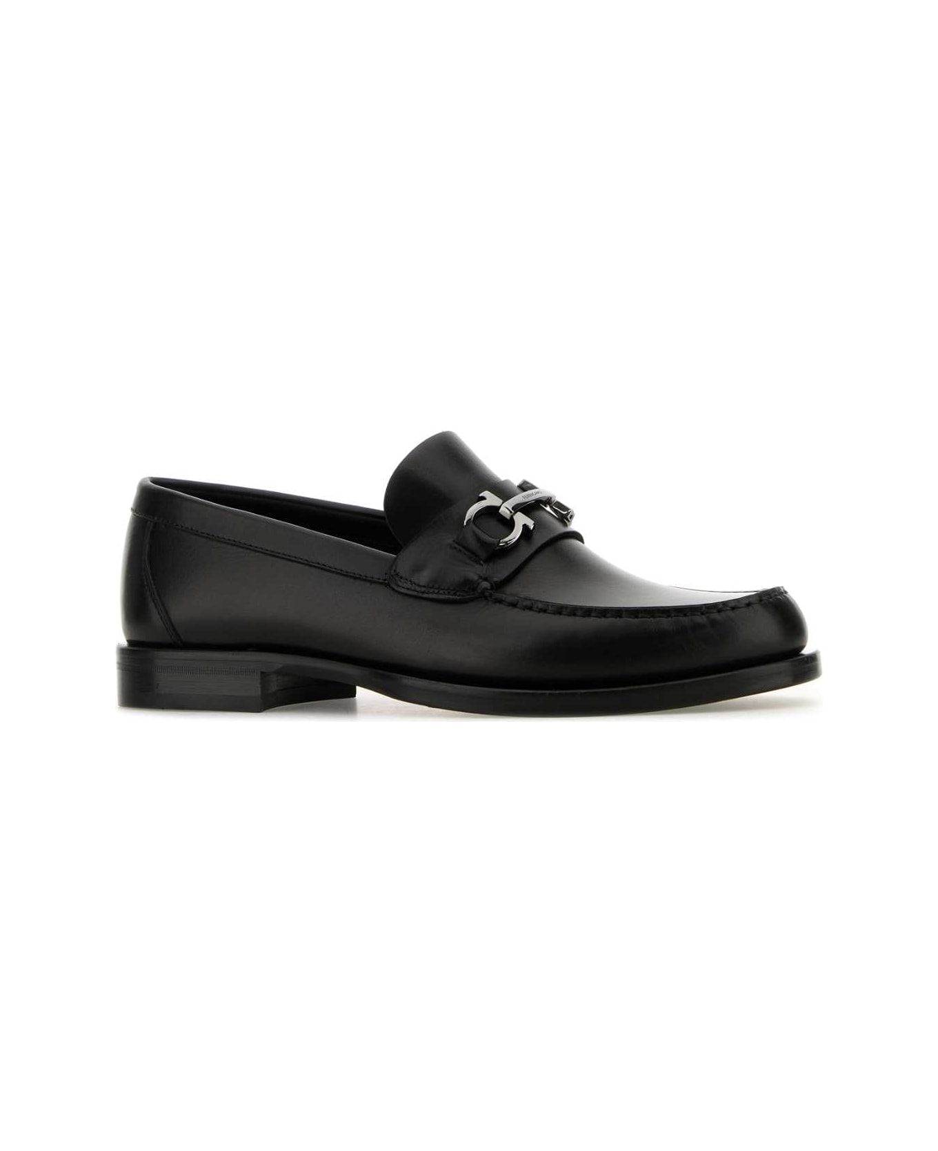 Ferragamo Black Leather Fort Loafers - NERO