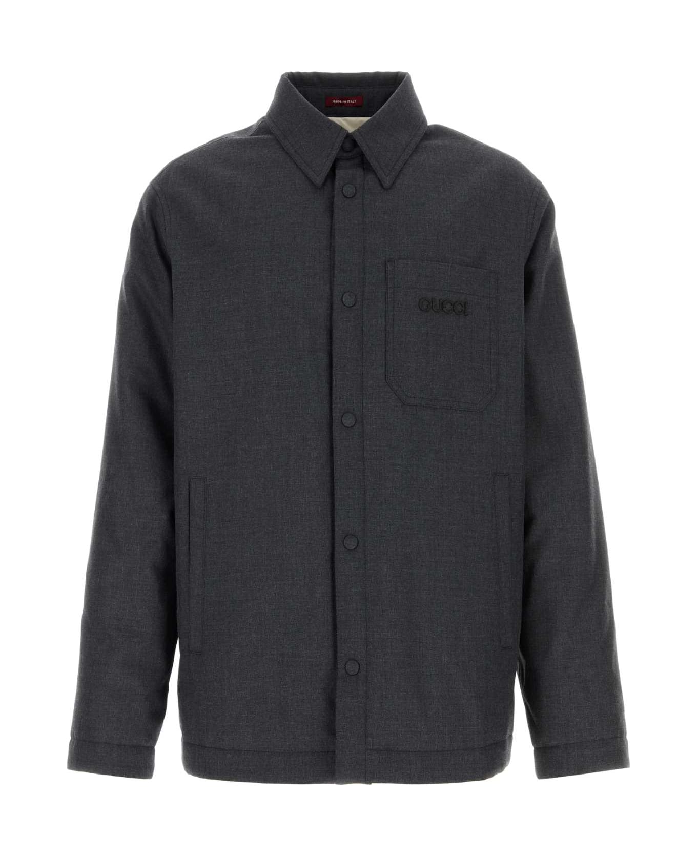 Gucci Dark Grey Polyester Blend Padded Shirt - DARKGREY