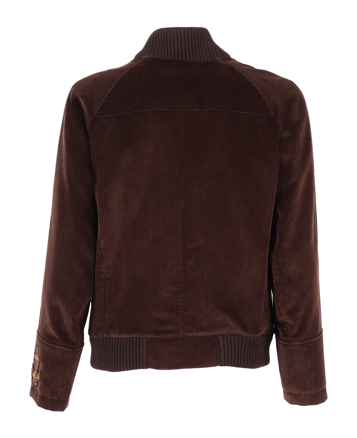Sealup Tramontana Velvet Blouson, Brass Buttons, Hand-embroidered Anchor On The Cuff - BROWN